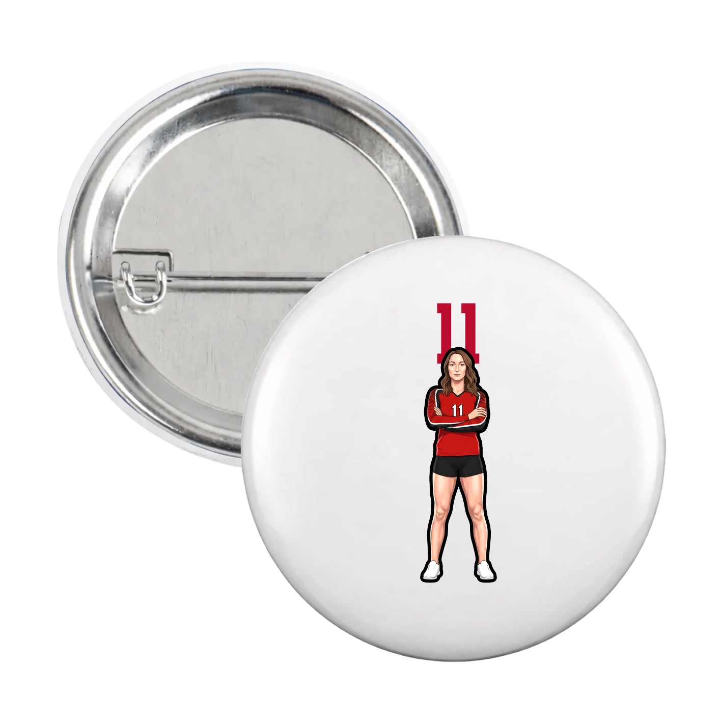 Game Day Button — Number Top in White
