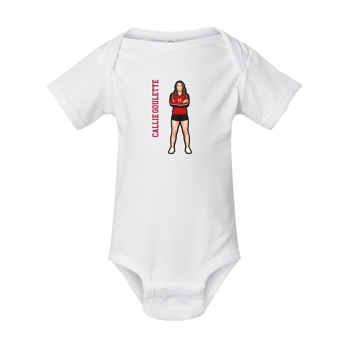 Baby Onesie — Name Vertical in White