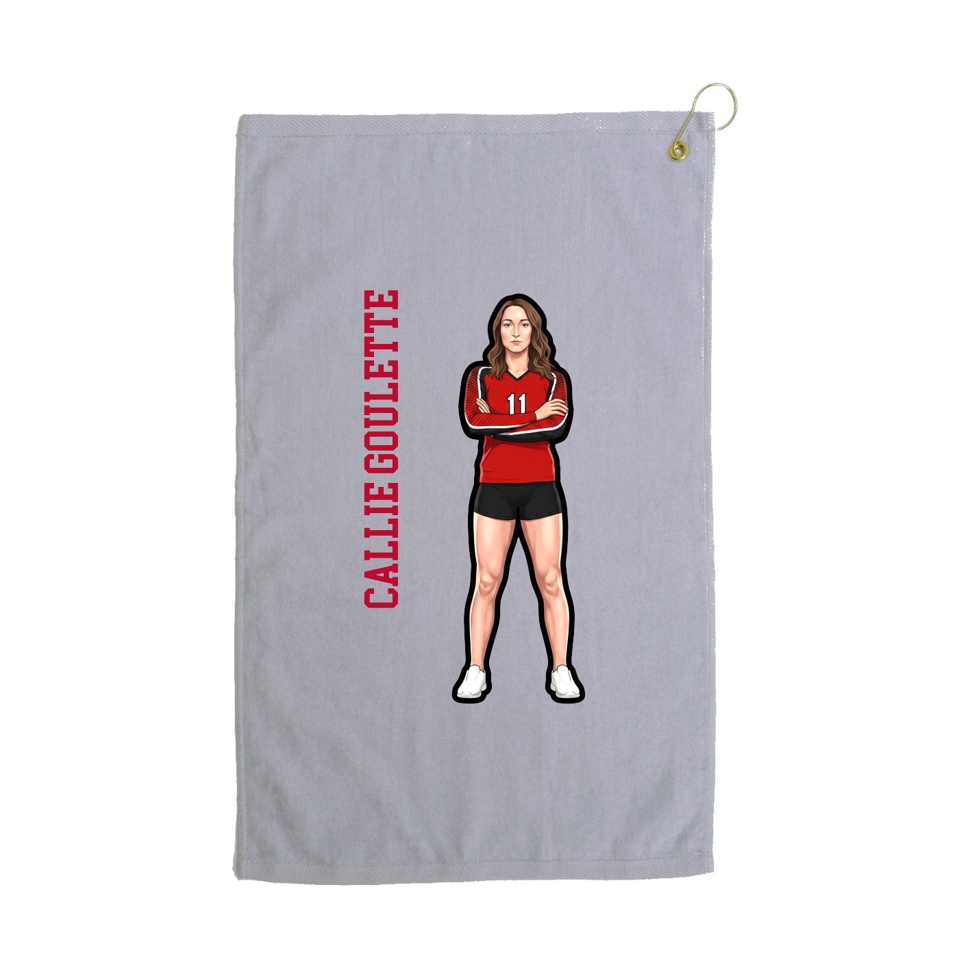 Golf Towel — Name Vertical in Grey