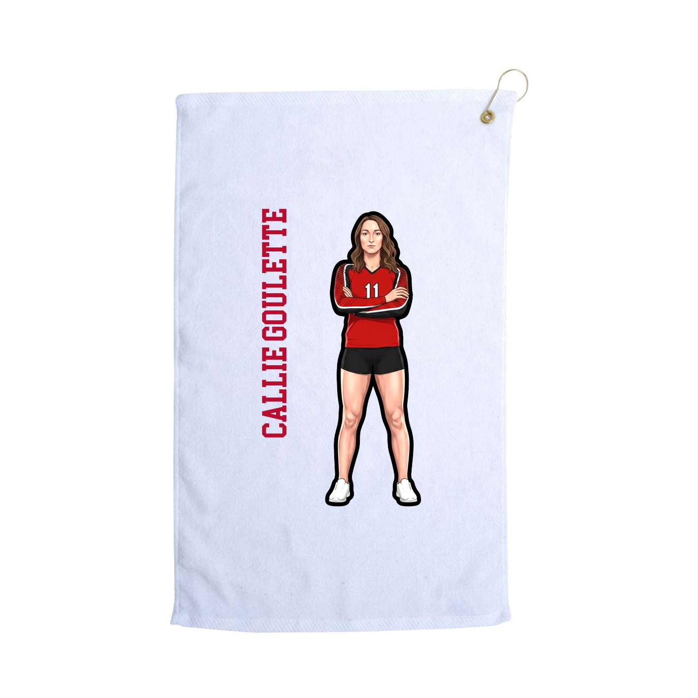 Golf Towel — Name Vertical in White
