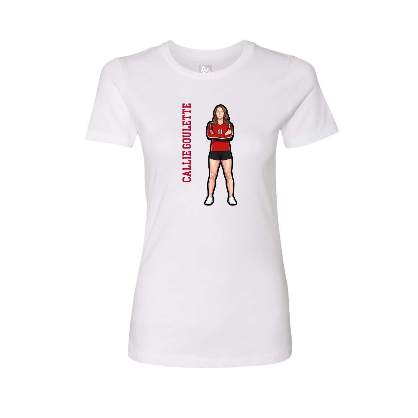 Womens Tee — Name Vertical in White