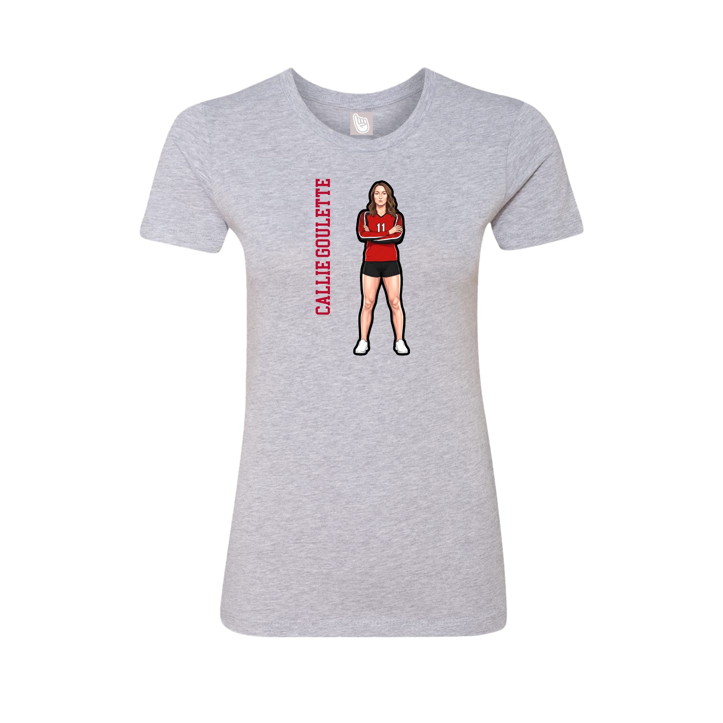 Fitted Women's Tee — Name Vertical in Grey
