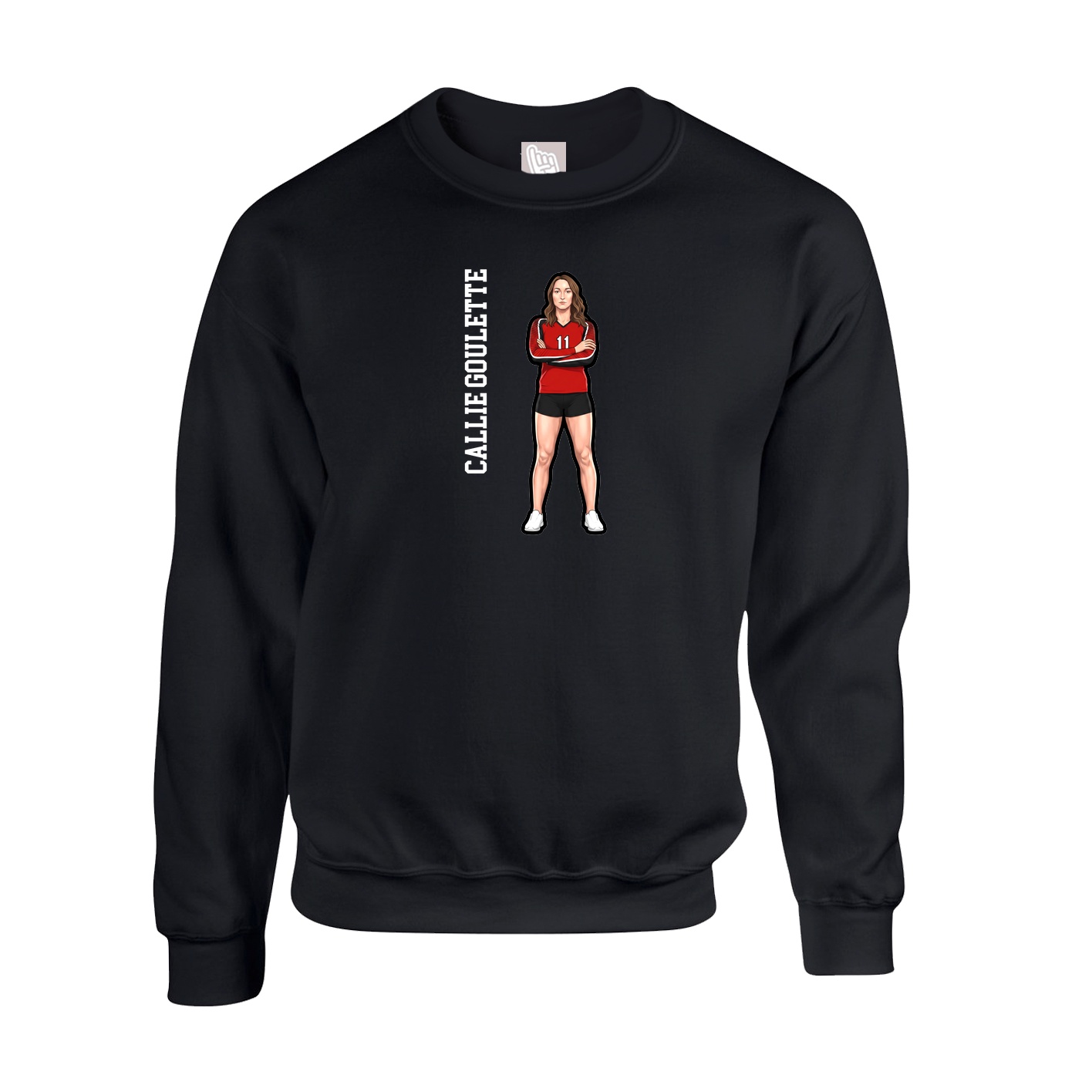 Fleece Crew — Name Vertical in Black
