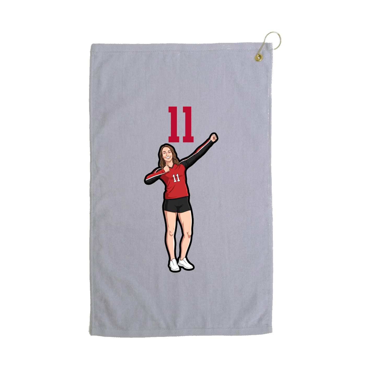 Golf Towel — Number Top in Grey