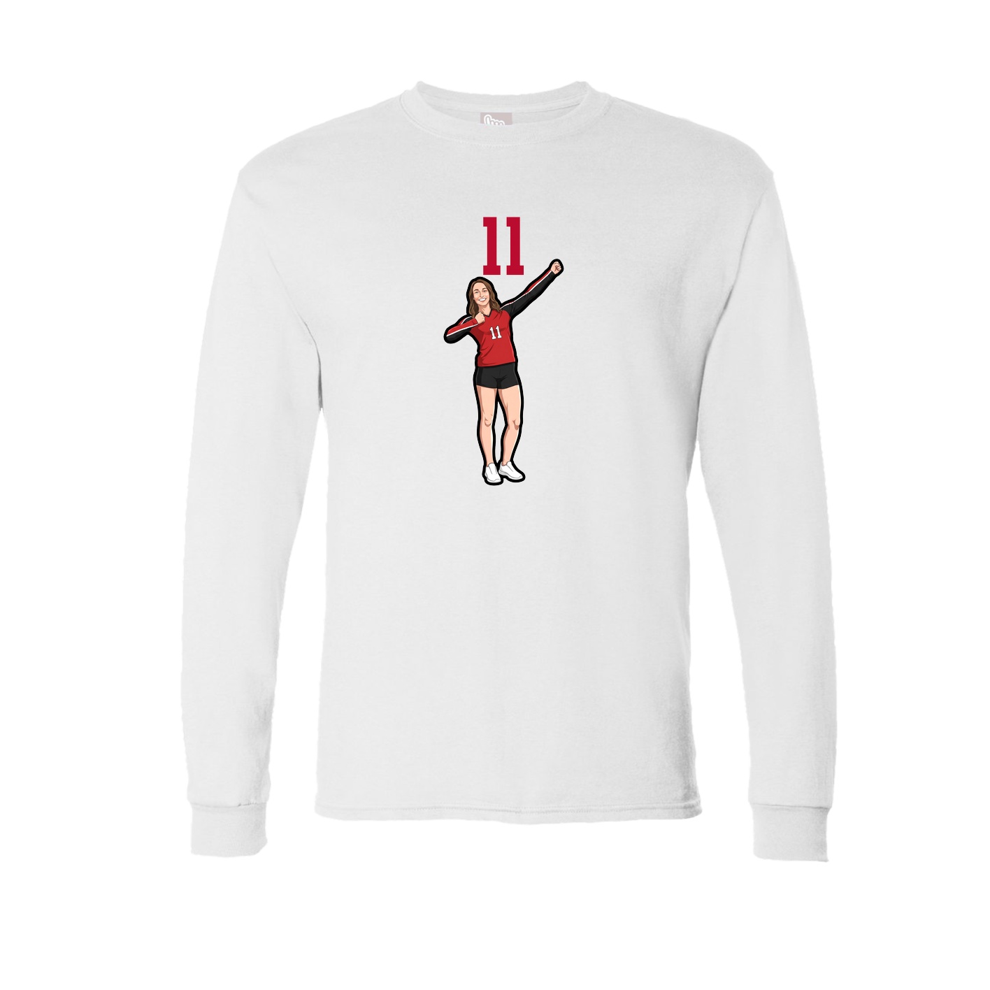 Long Sleeve Tee — Number Top in White