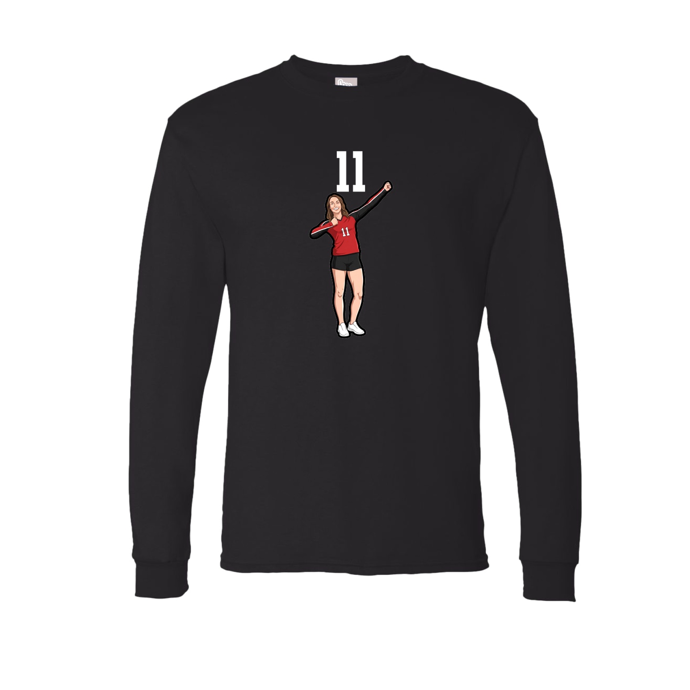Long Sleeve Tee — Number Top in Black