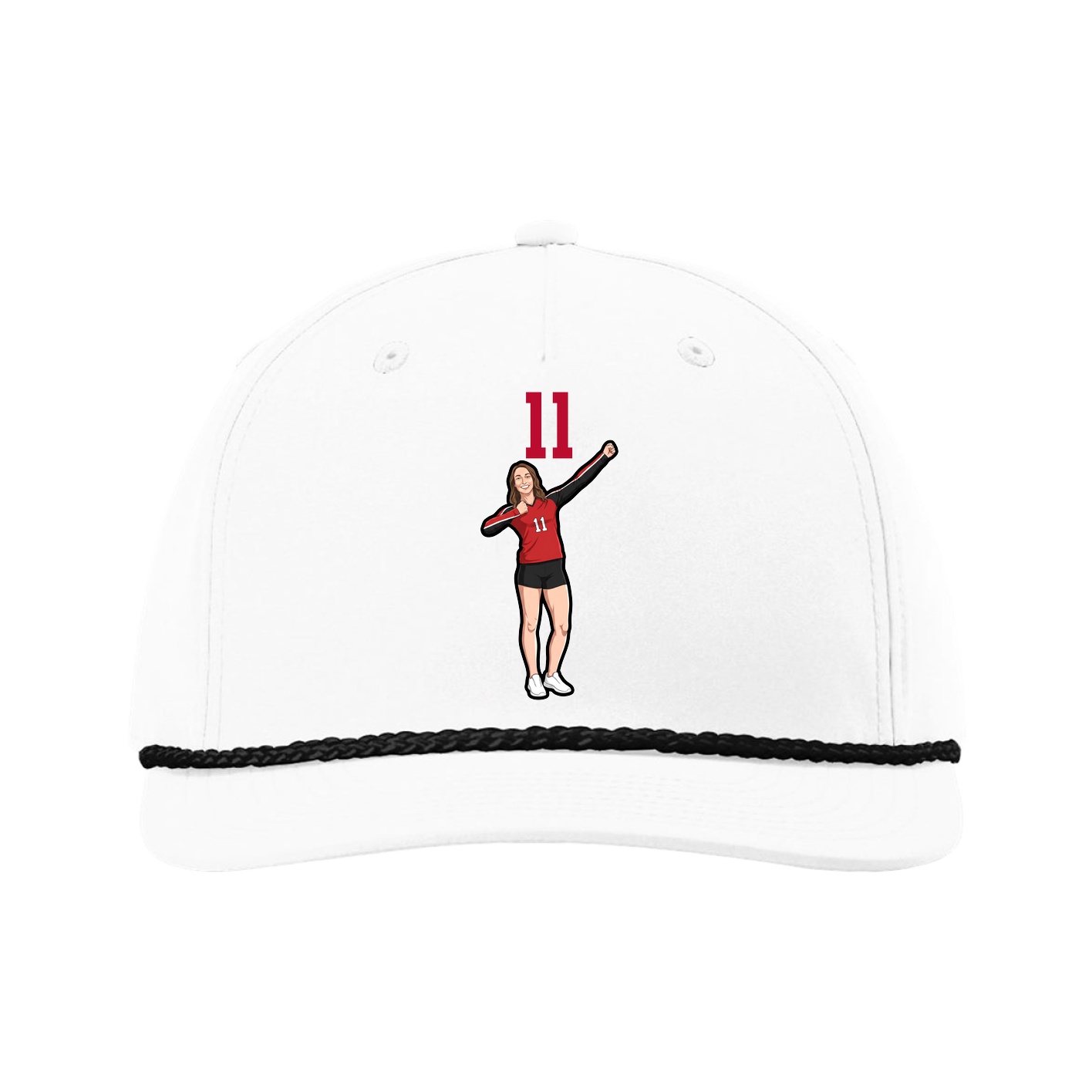 Five-Panel Classic Rope Cap — Number Top in White