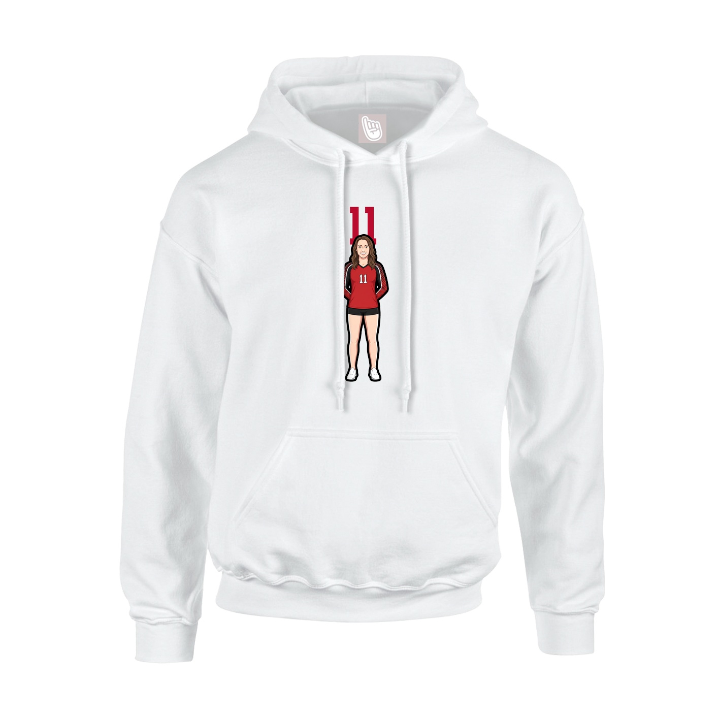 Youth Hoodie — Number Top in White