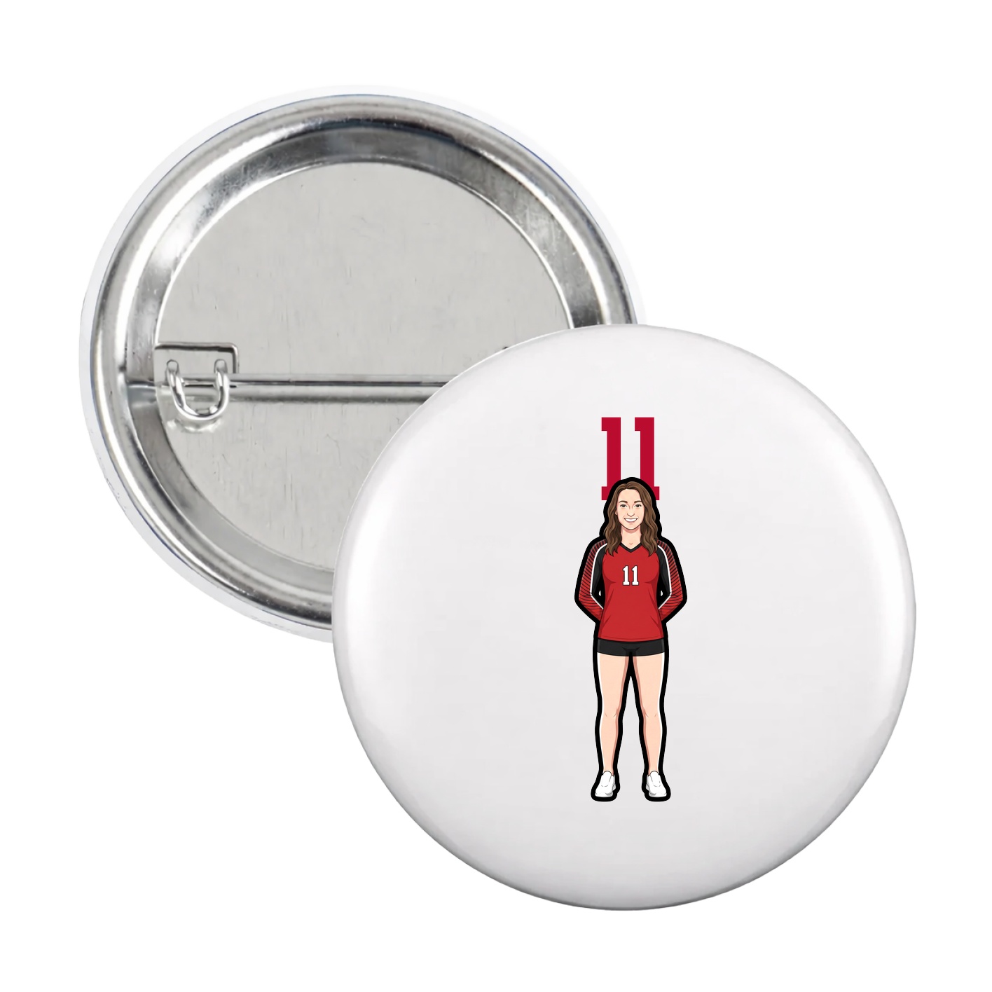 Game Day Button — Number Top in White