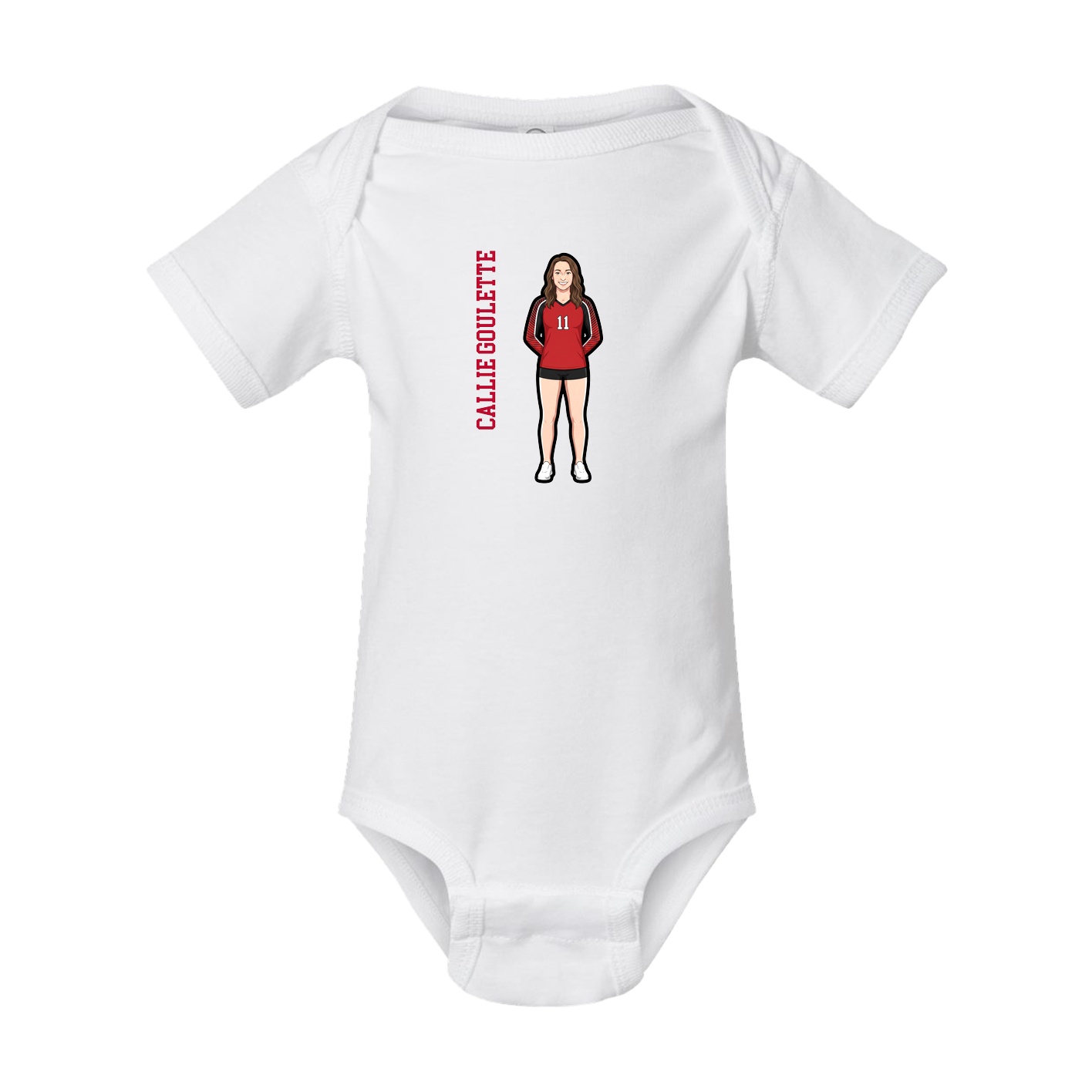 Baby Onesie — Name Vertical in White