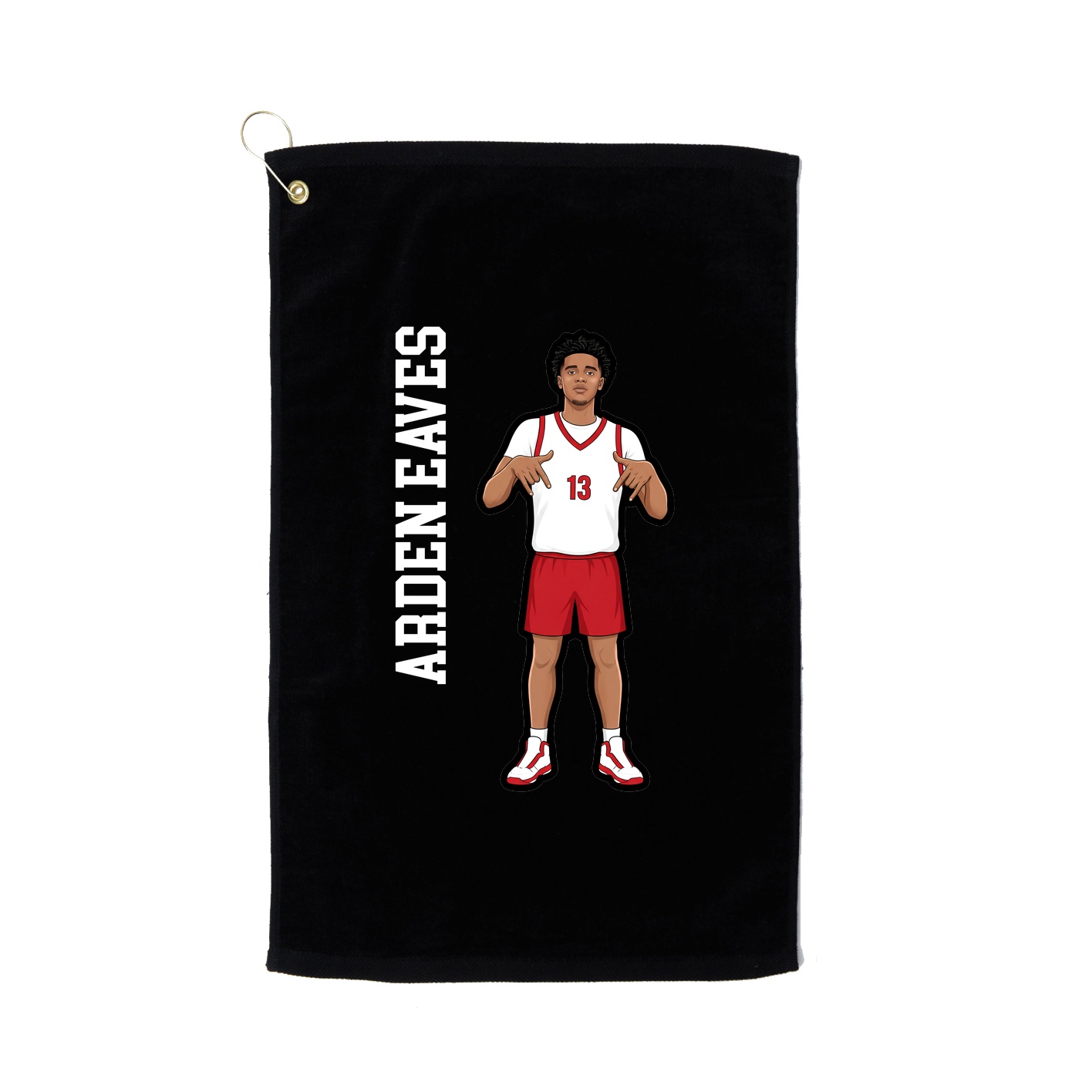 Golf Towel — Name Vertical in Black