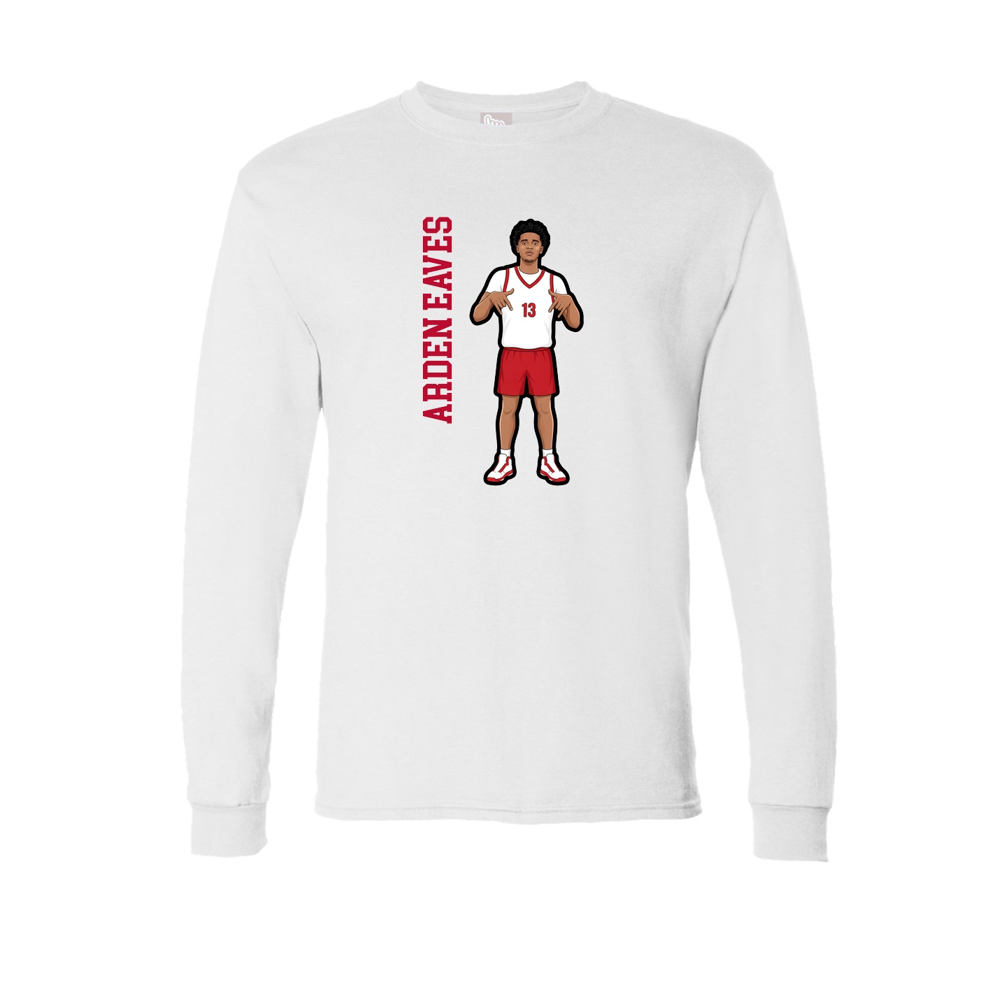 Long Sleeve Tee — Name Vertical in White