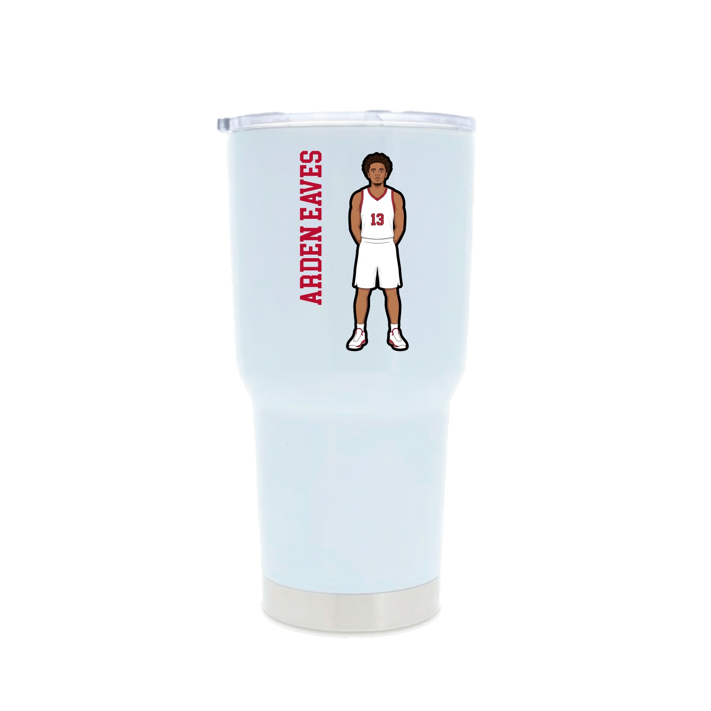 30oz Stainless Steel Tumbler — Name Vertical in White