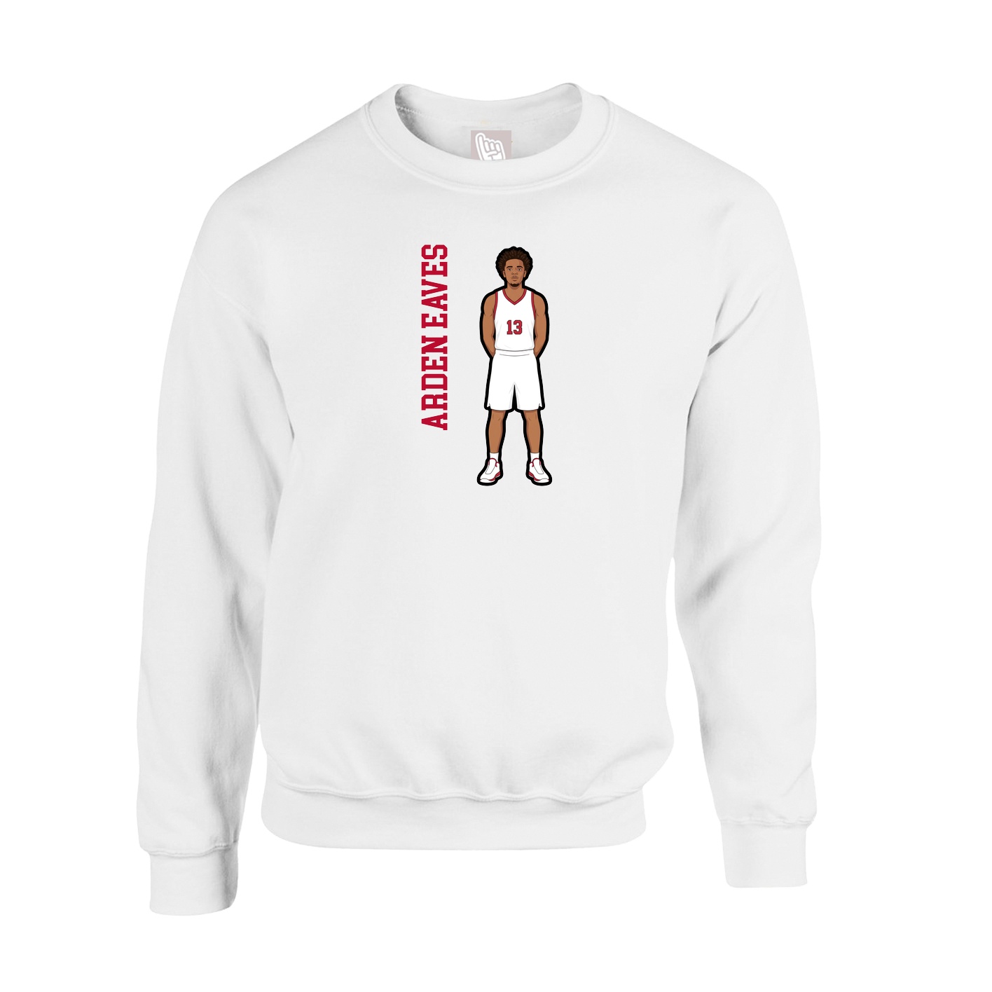 Fleece Crew — Name Vertical in White