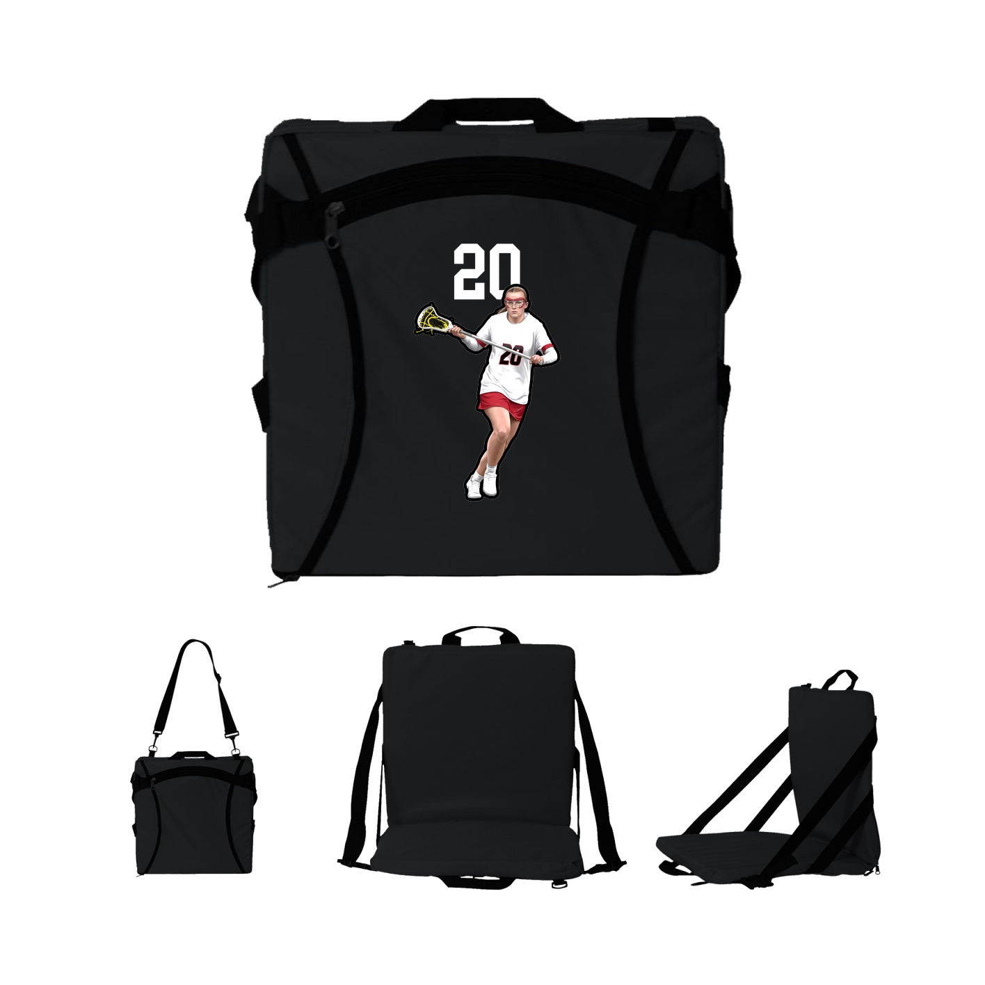 Folding Stadium Seat — Number Top in Black