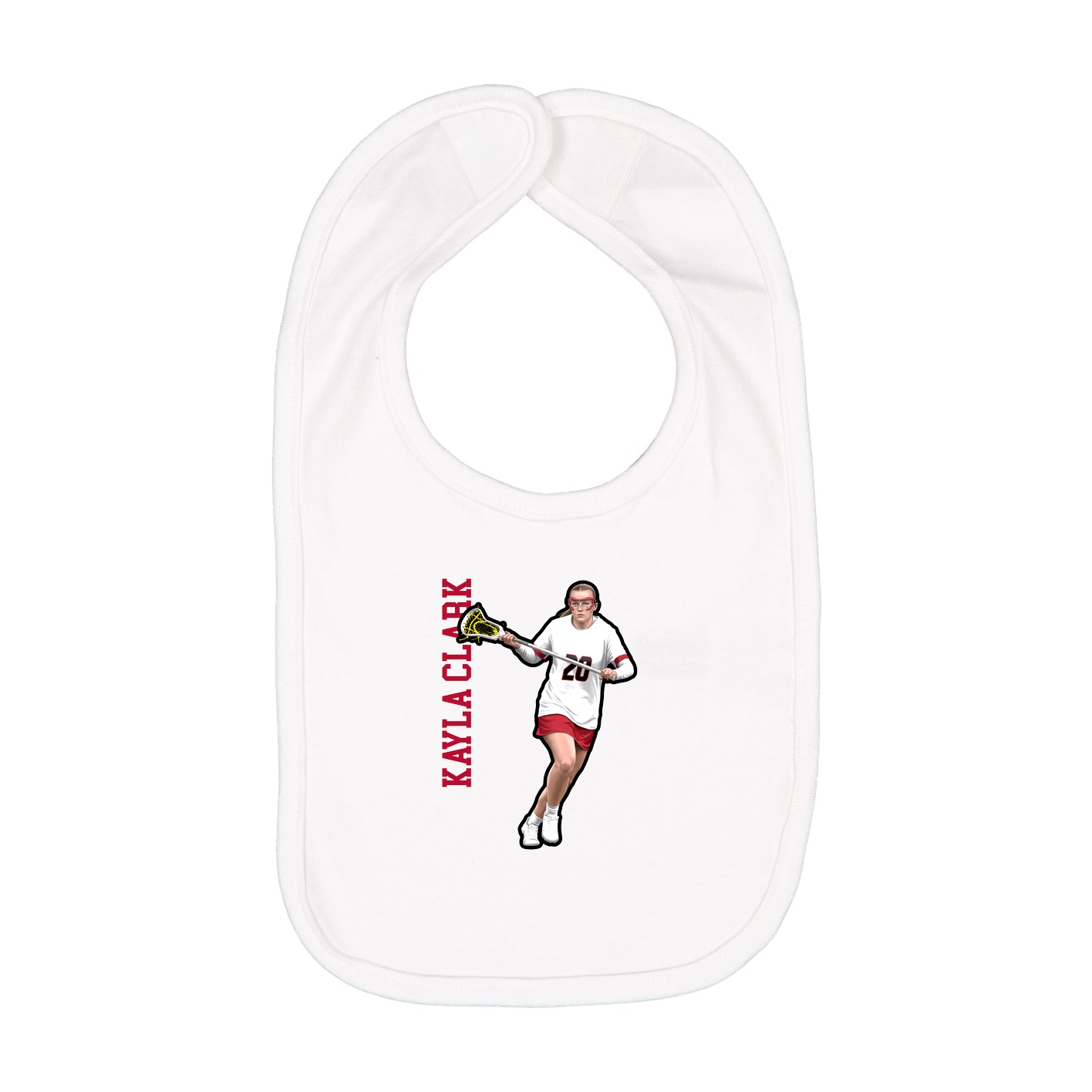 Infant Bib — Name Vertical in White