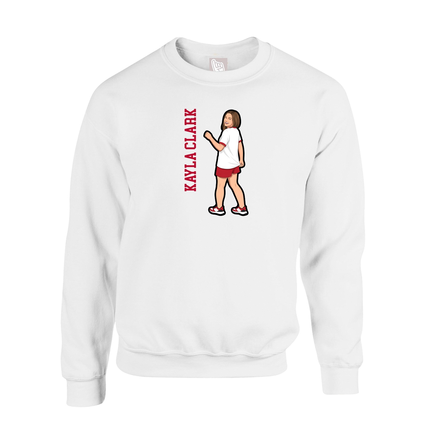 Fleece Crew — Name Vertical in White
