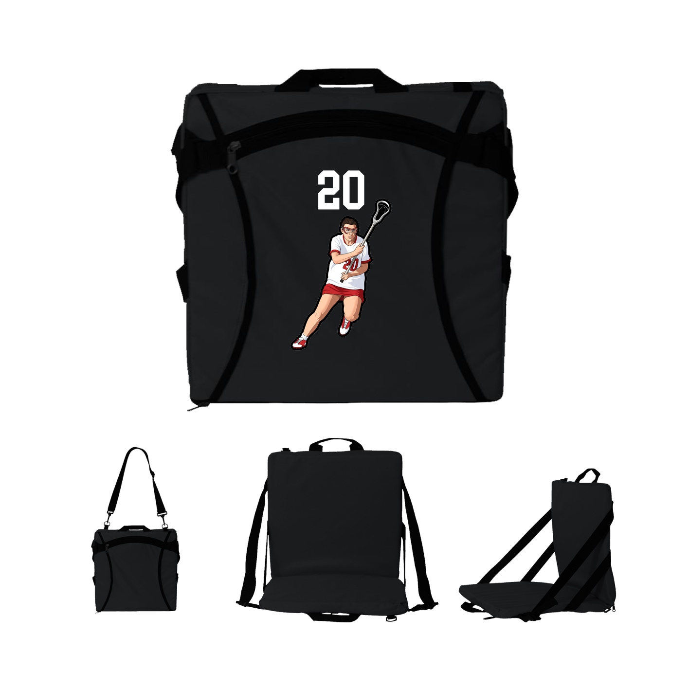 Folding Stadium Seat — Number Top in Black