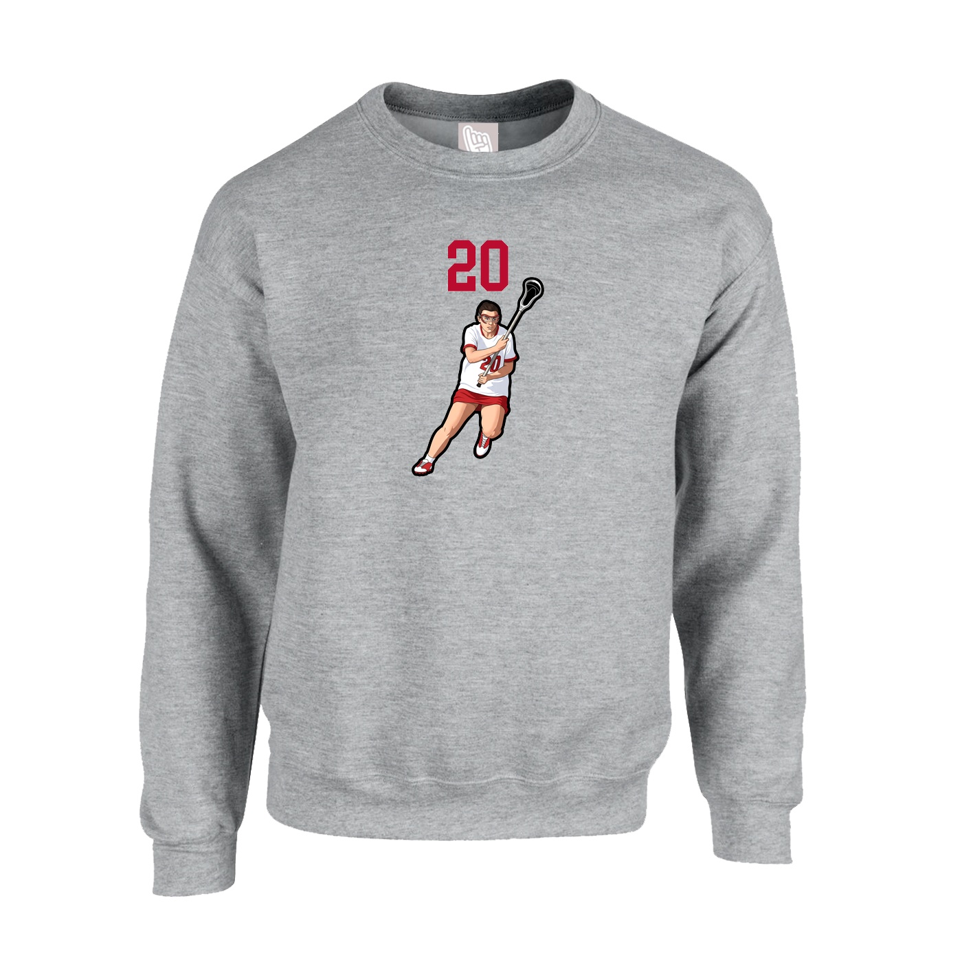 Fleece Crew — Number Top in Grey