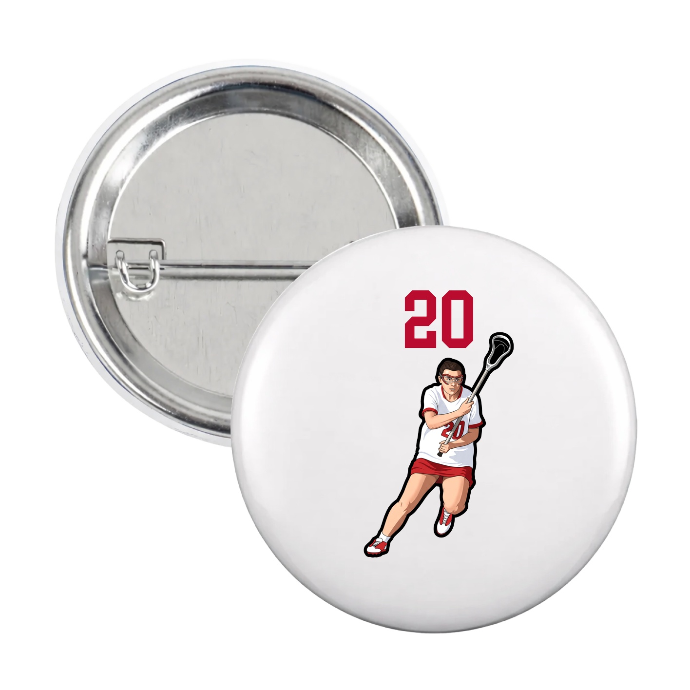 Game Day Button — Number Top in White