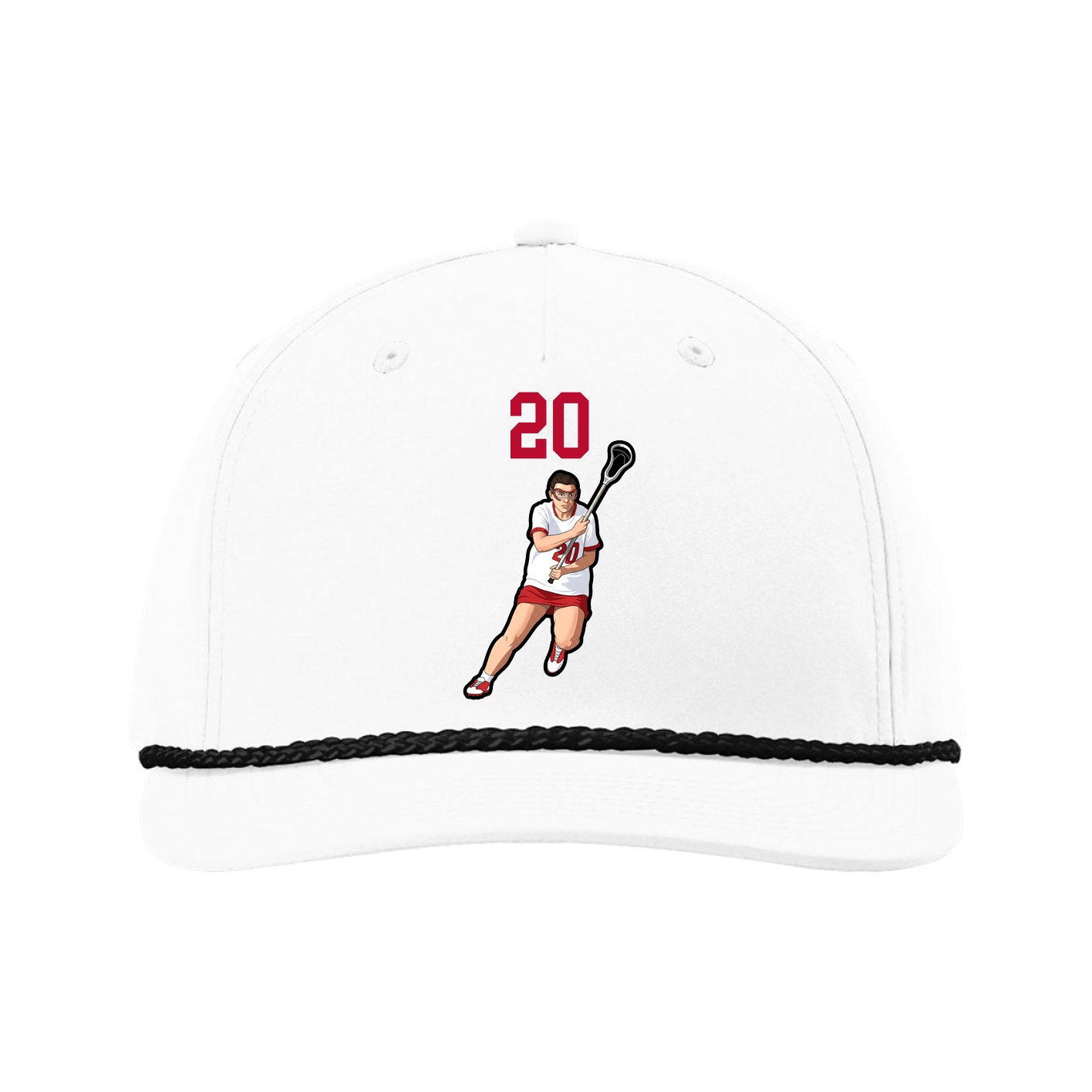 Five-Panel Classic Rope Cap — Number Top in White