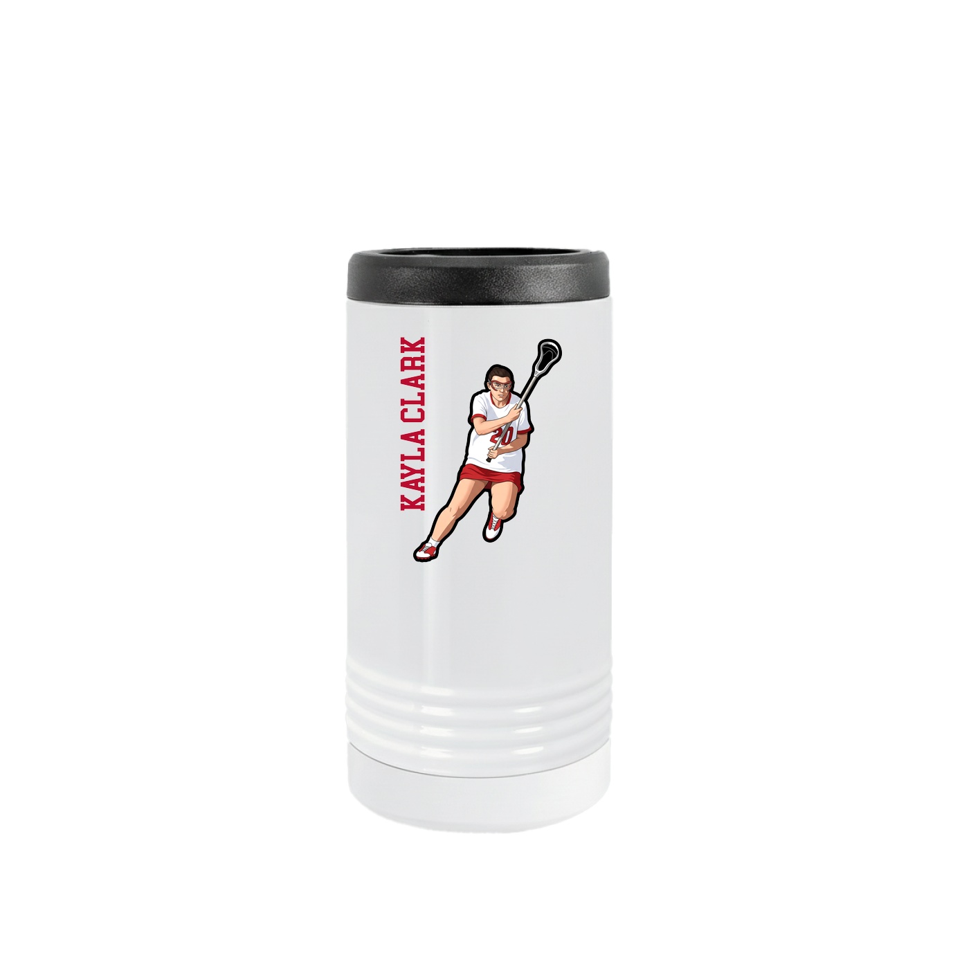 Slim Beverage Holder — Name Vertical in White