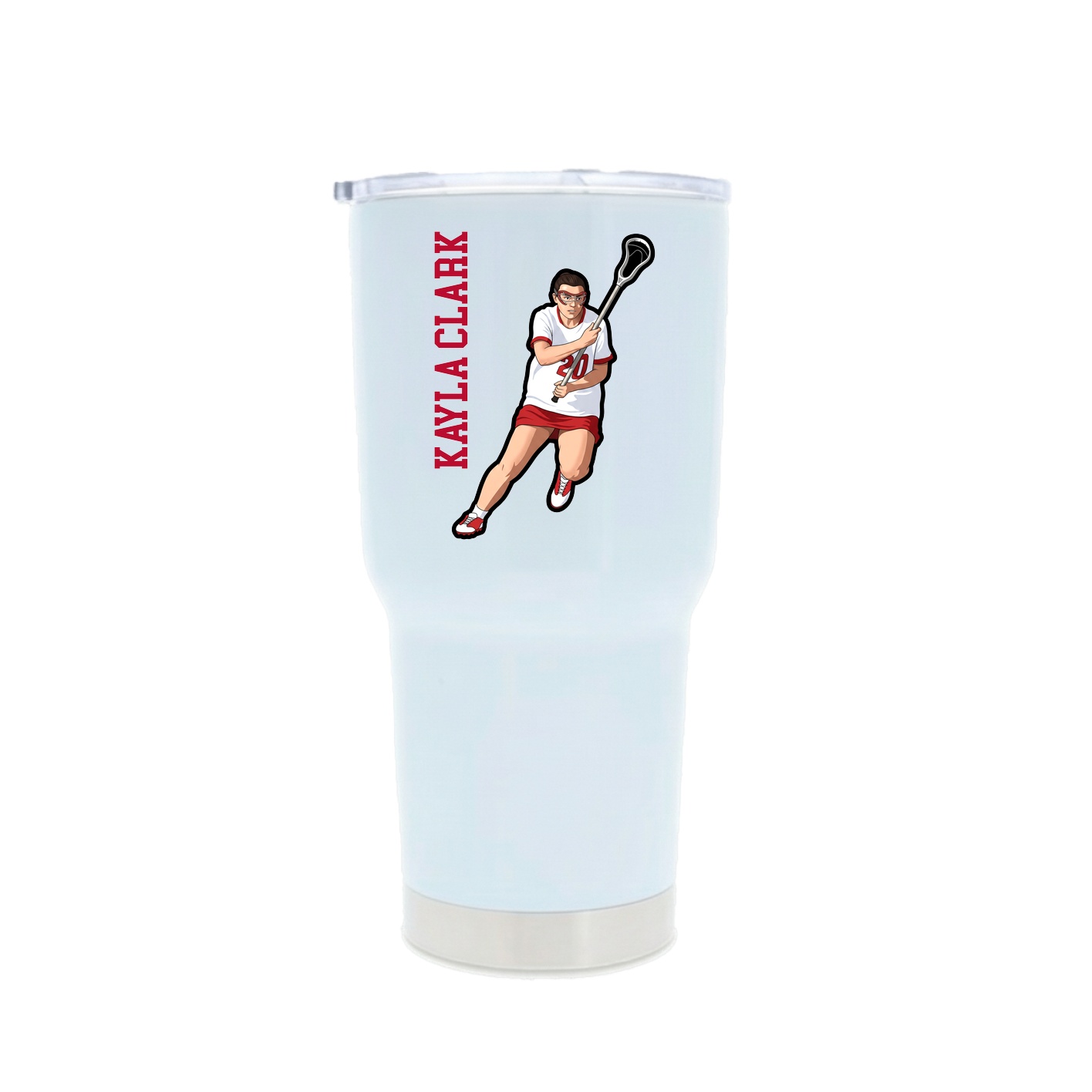 30oz Stainless Steel Tumbler — Name Vertical in White