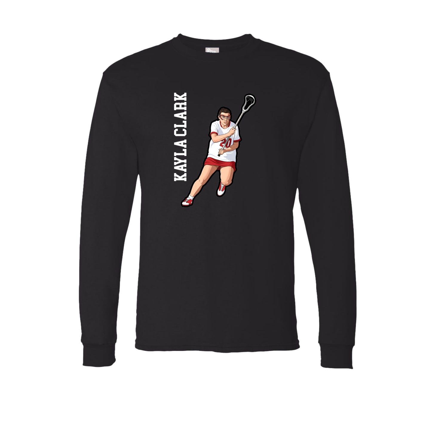 Long Sleeve Tee — Name Vertical in Black