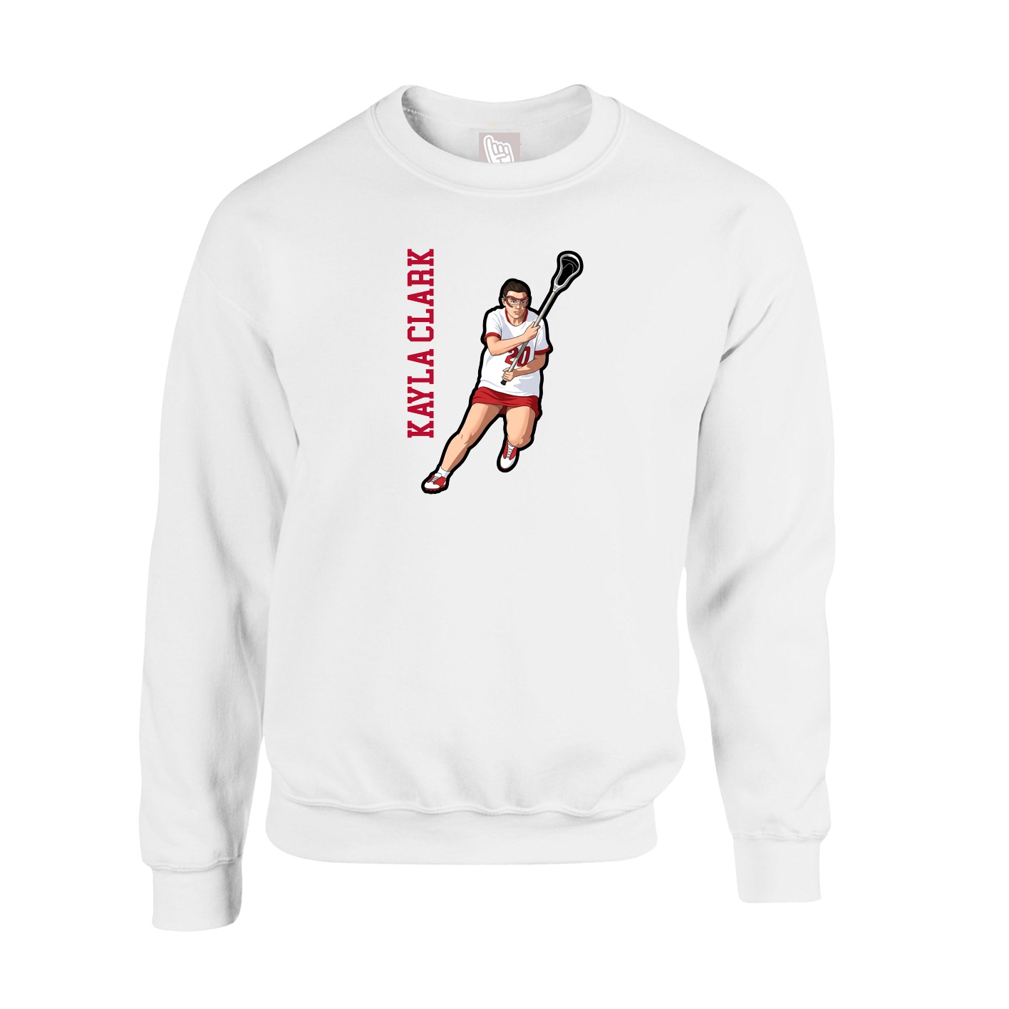 Fleece Crew — Name Vertical in White