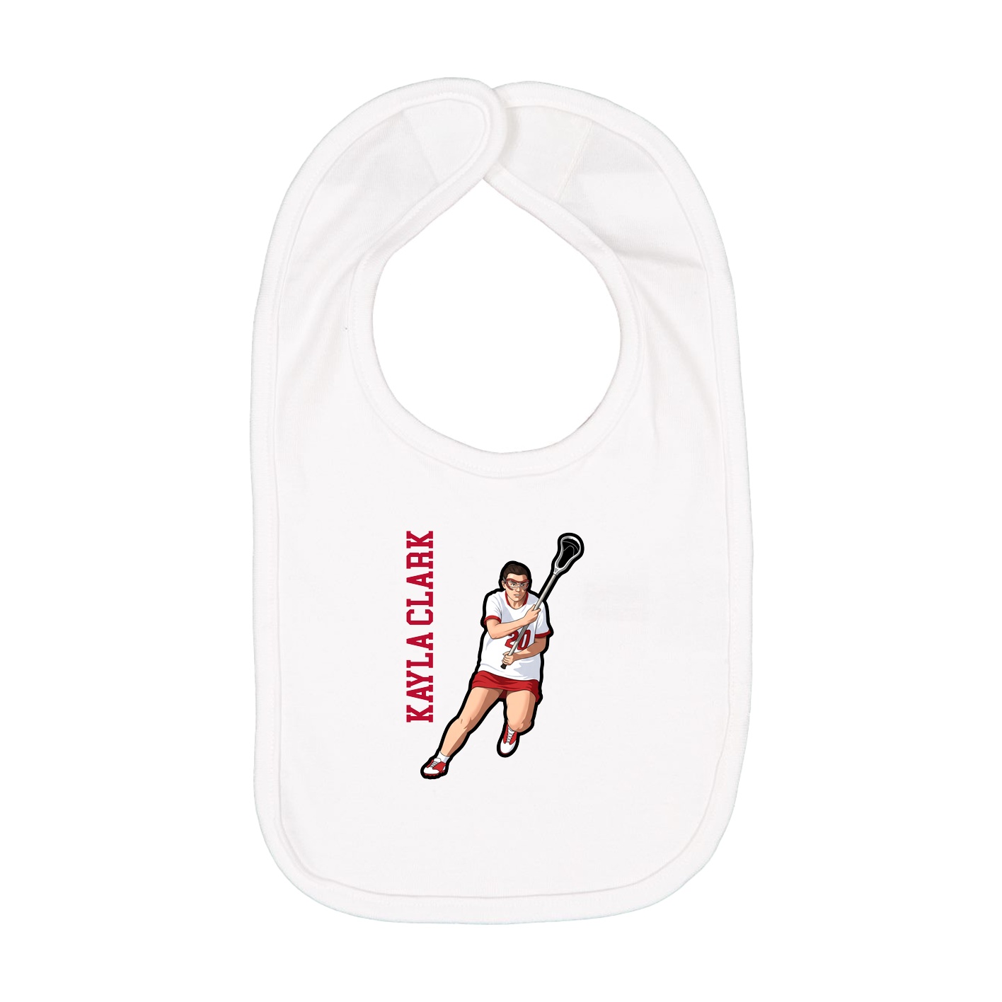 Infant Bib — Name Vertical in White
