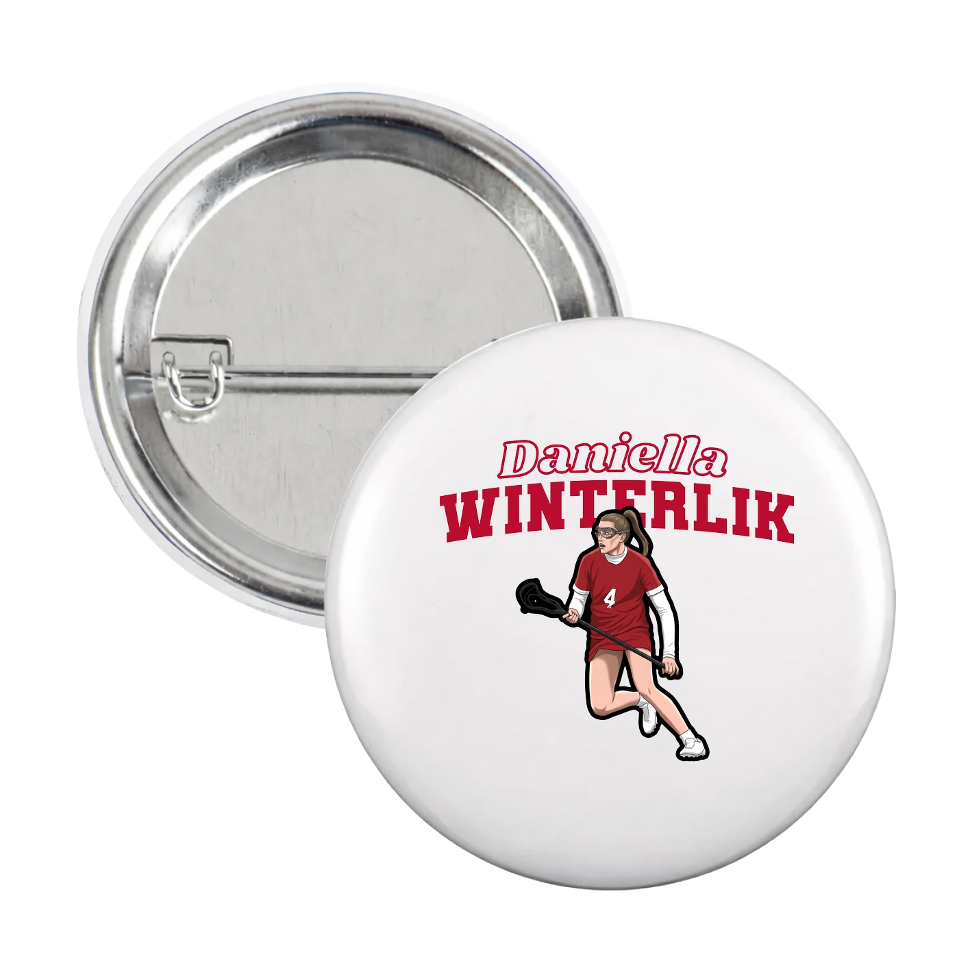Game Day Button — Name Arch in White