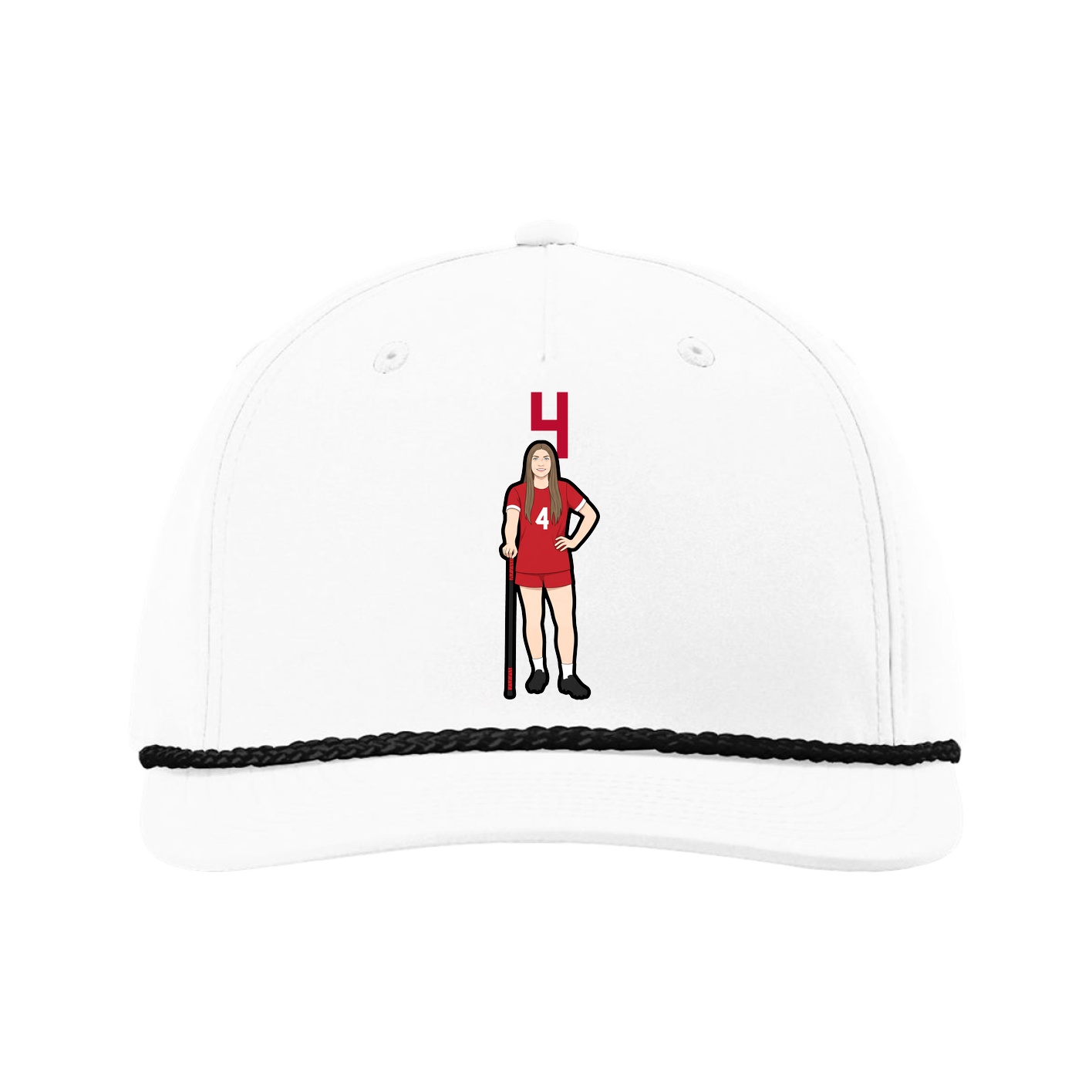 Five-Panel Classic Rope Cap — Number Top in White