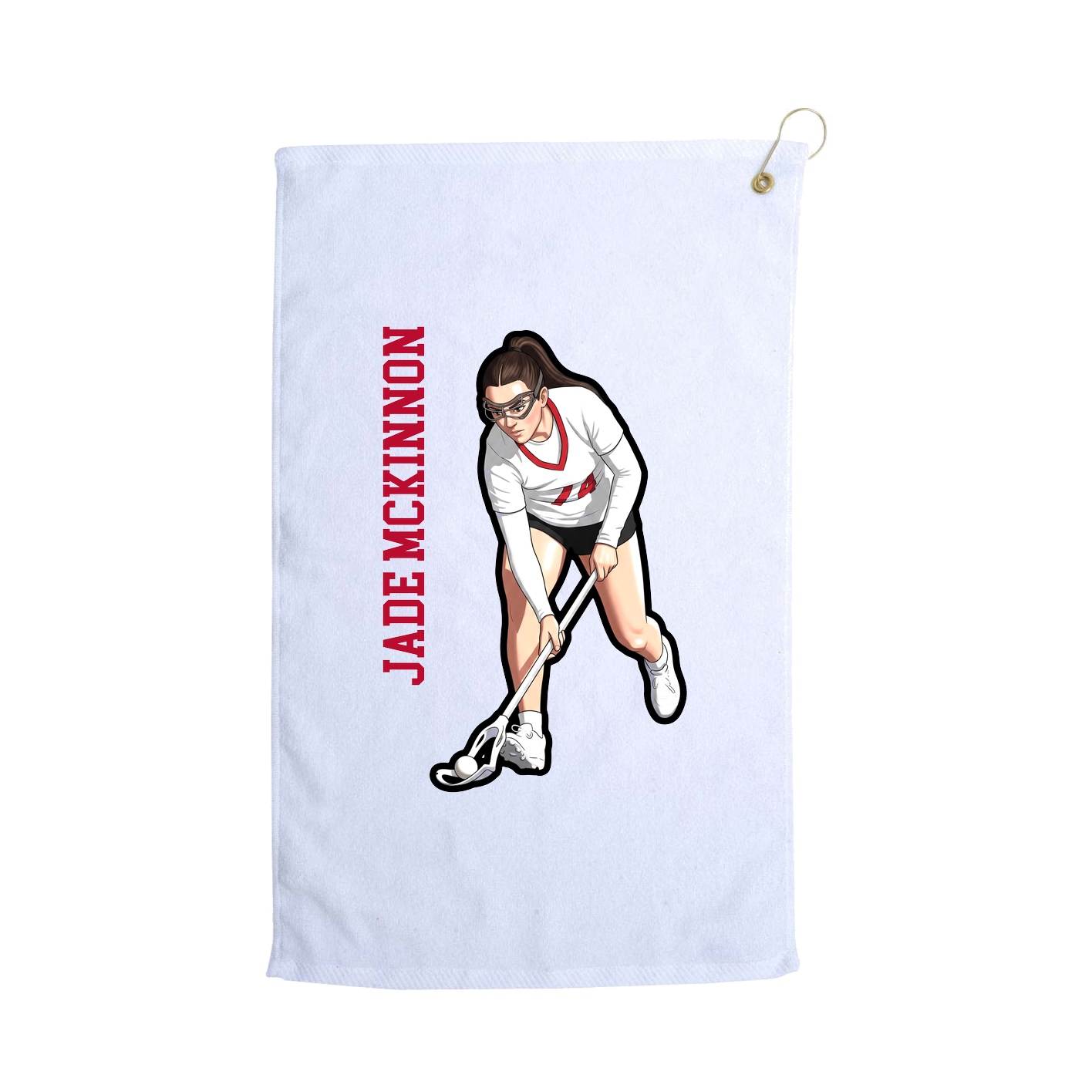 Golf Towel — Name Vertical in White