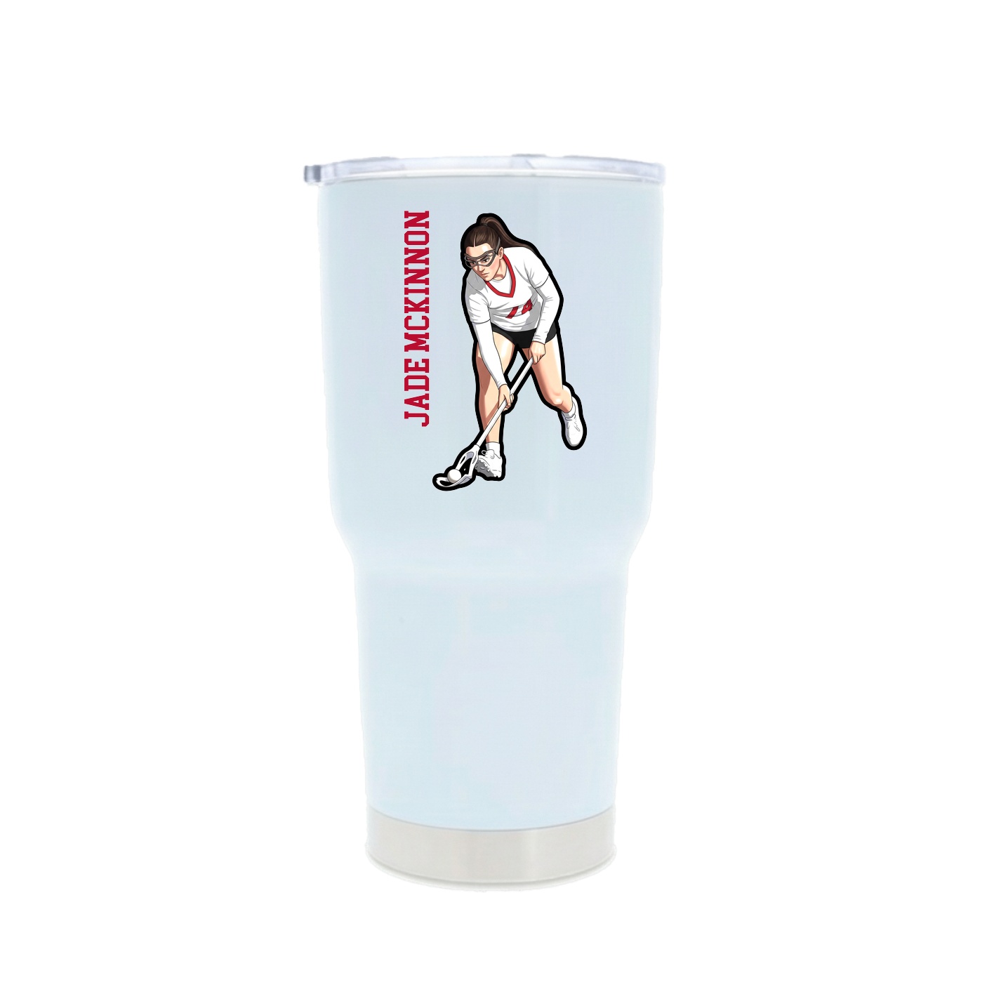 30oz Stainless Steel Tumbler — Name Vertical in White