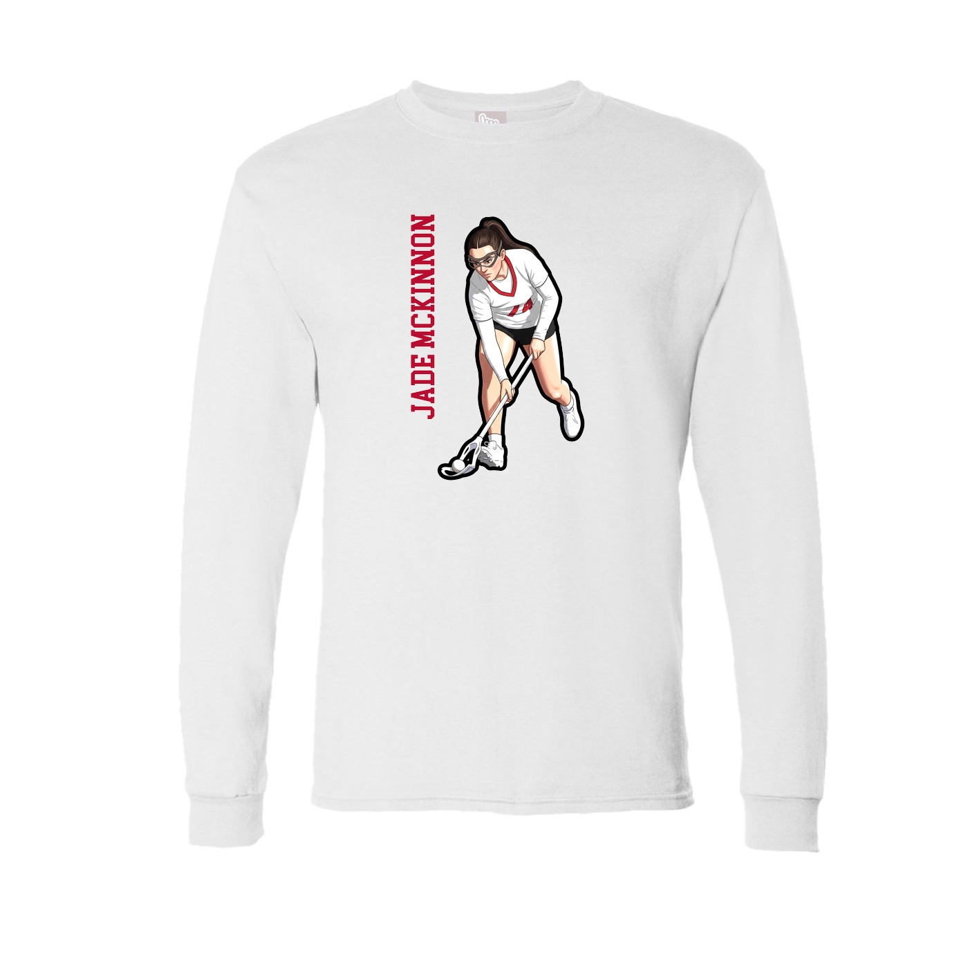 Long Sleeve Tee — Name Vertical in White