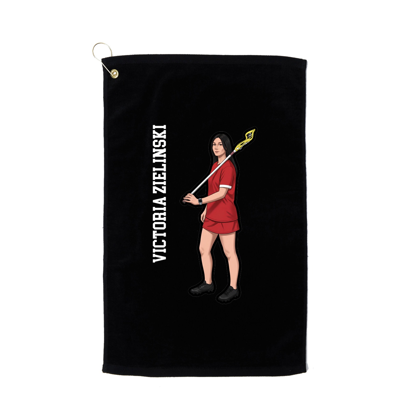 Golf Towel — Name Vertical in Black
