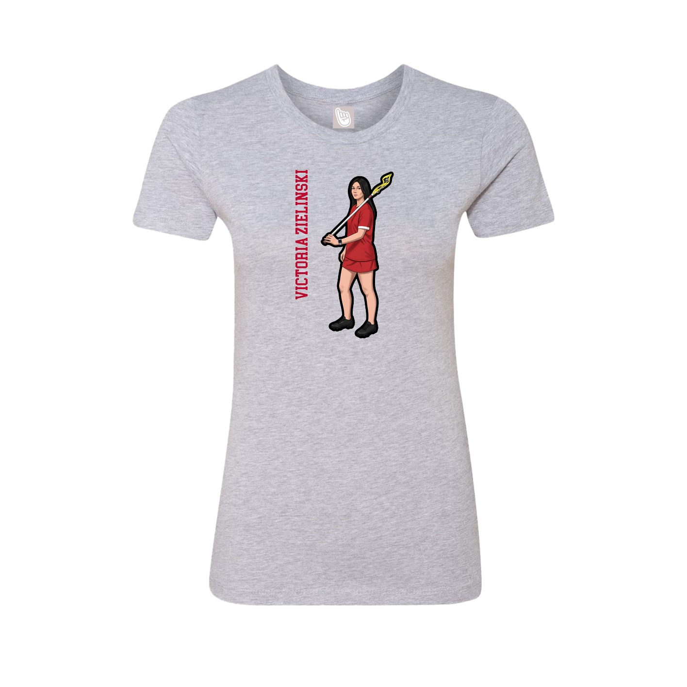 Fitted Women's Tee — Name Vertical in Grey