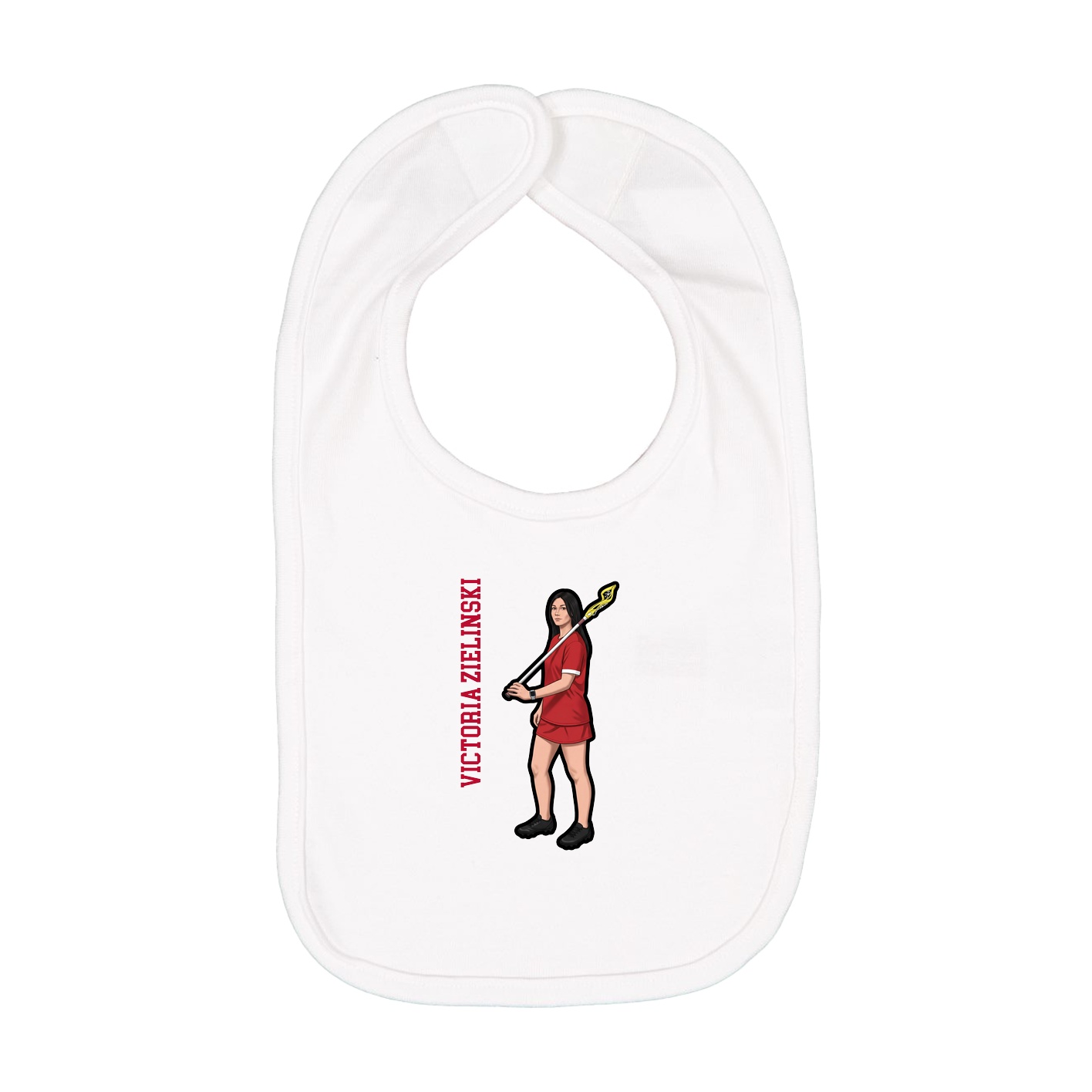 Infant Bib — Name Vertical in White