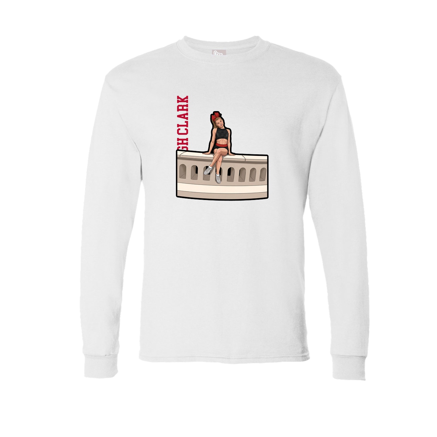 Long Sleeve Tee — Name Vertical in White