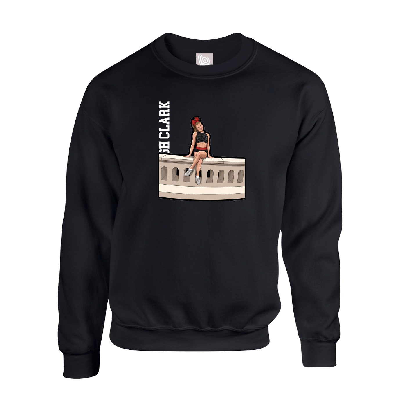 Fleece Crew — Name Vertical in Black