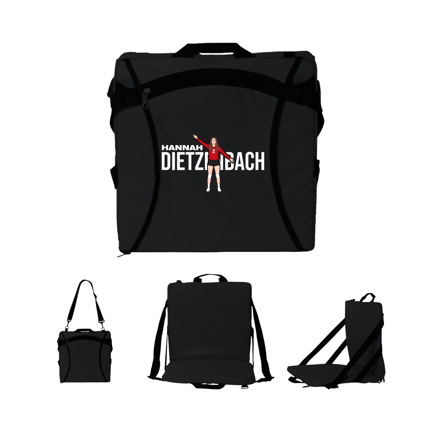 Folding Stadium Seat — Player Name in Black