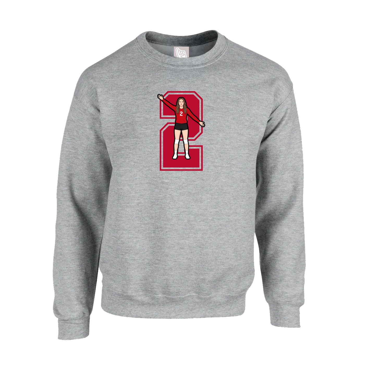 Fleece Crew — Number in Grey