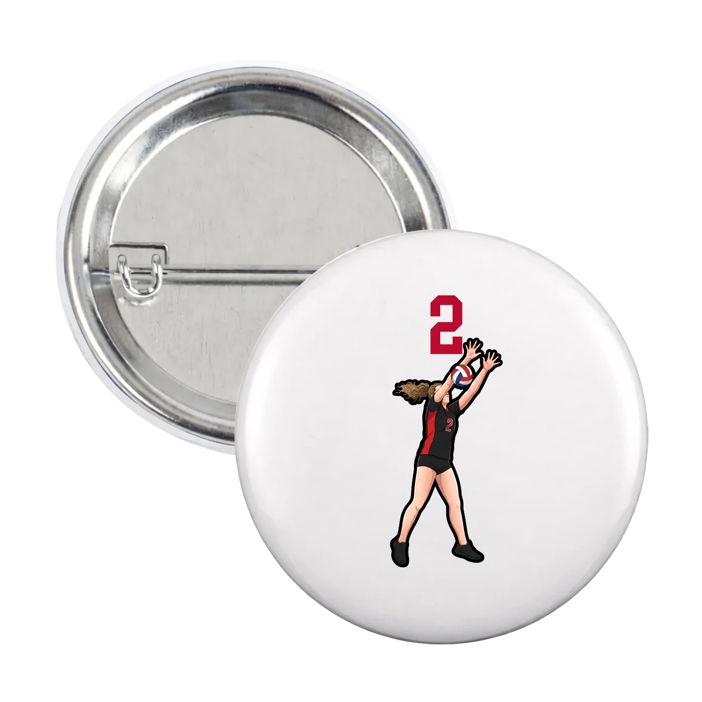 Game Day Button — Number Top in White