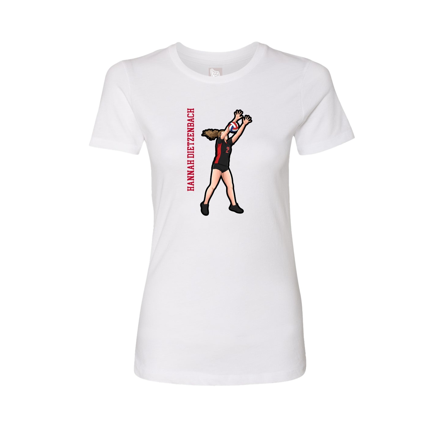 Womens Tee — Name Vertical in White