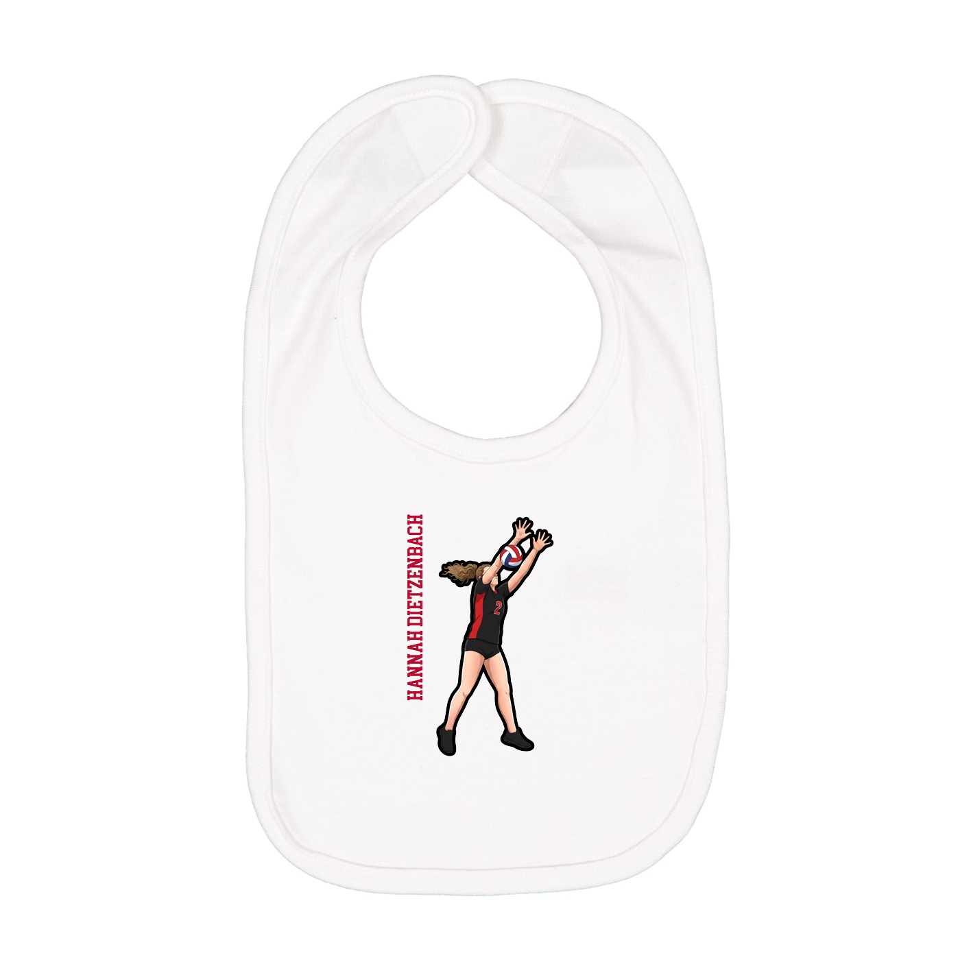Infant Bib — Name Vertical in White