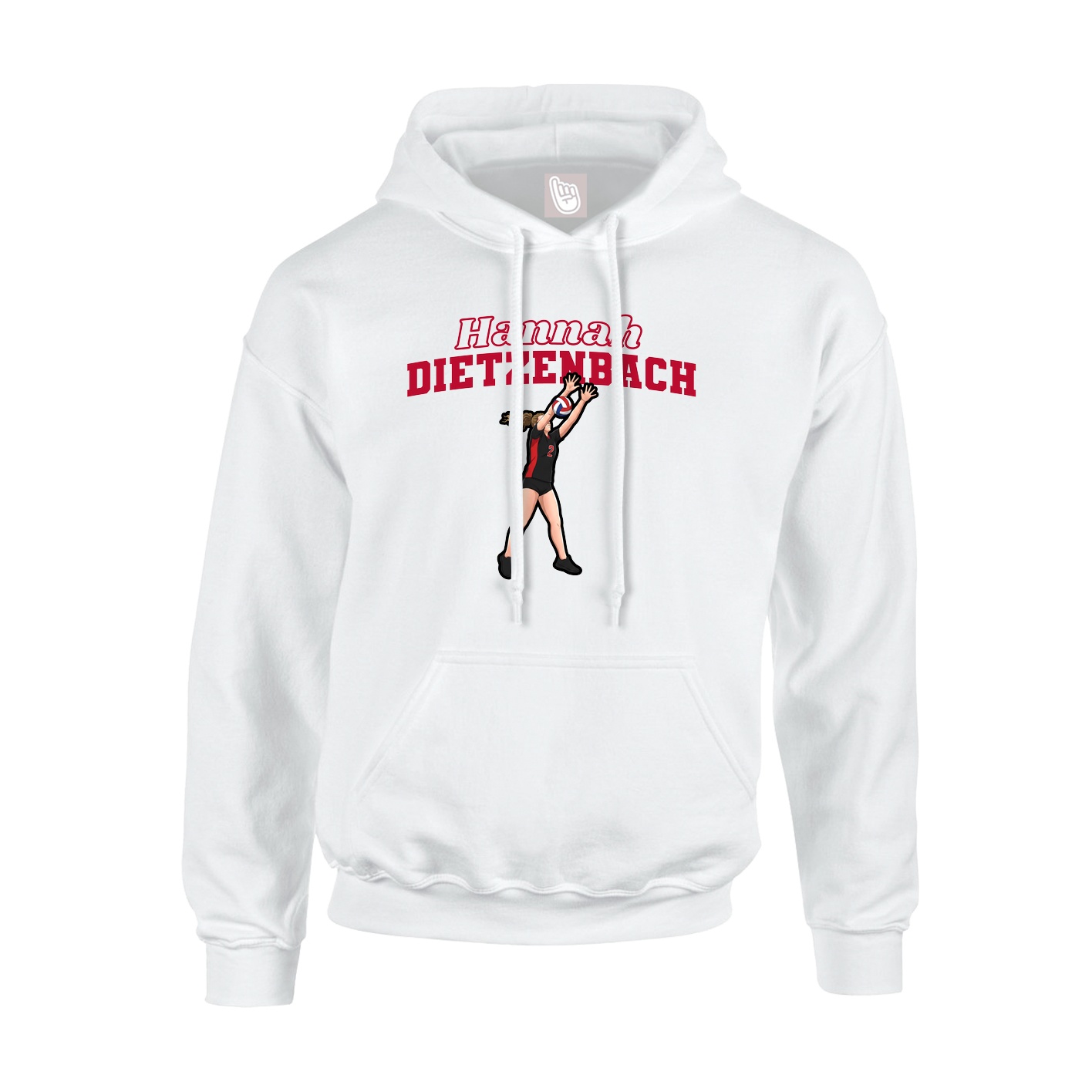 Youth Hoodie — Name Arch in White
