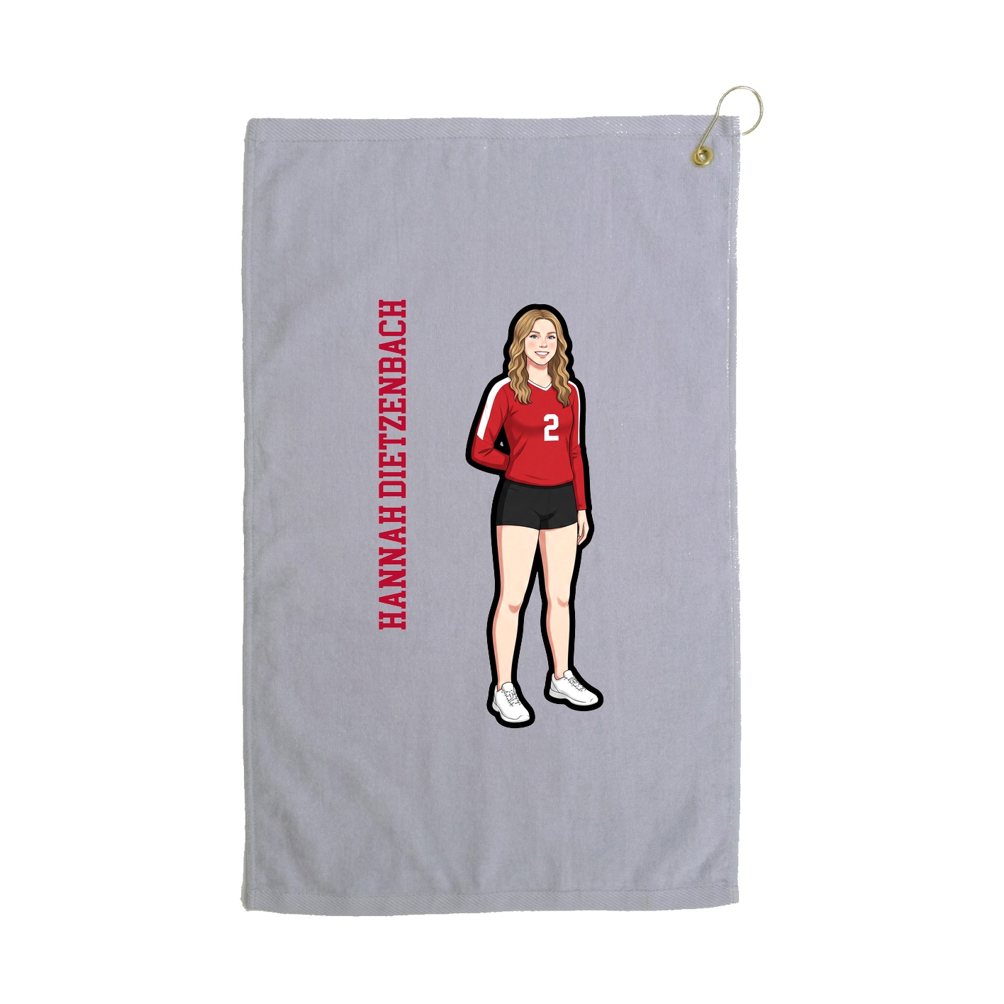Golf Towel — Name Vertical in Grey