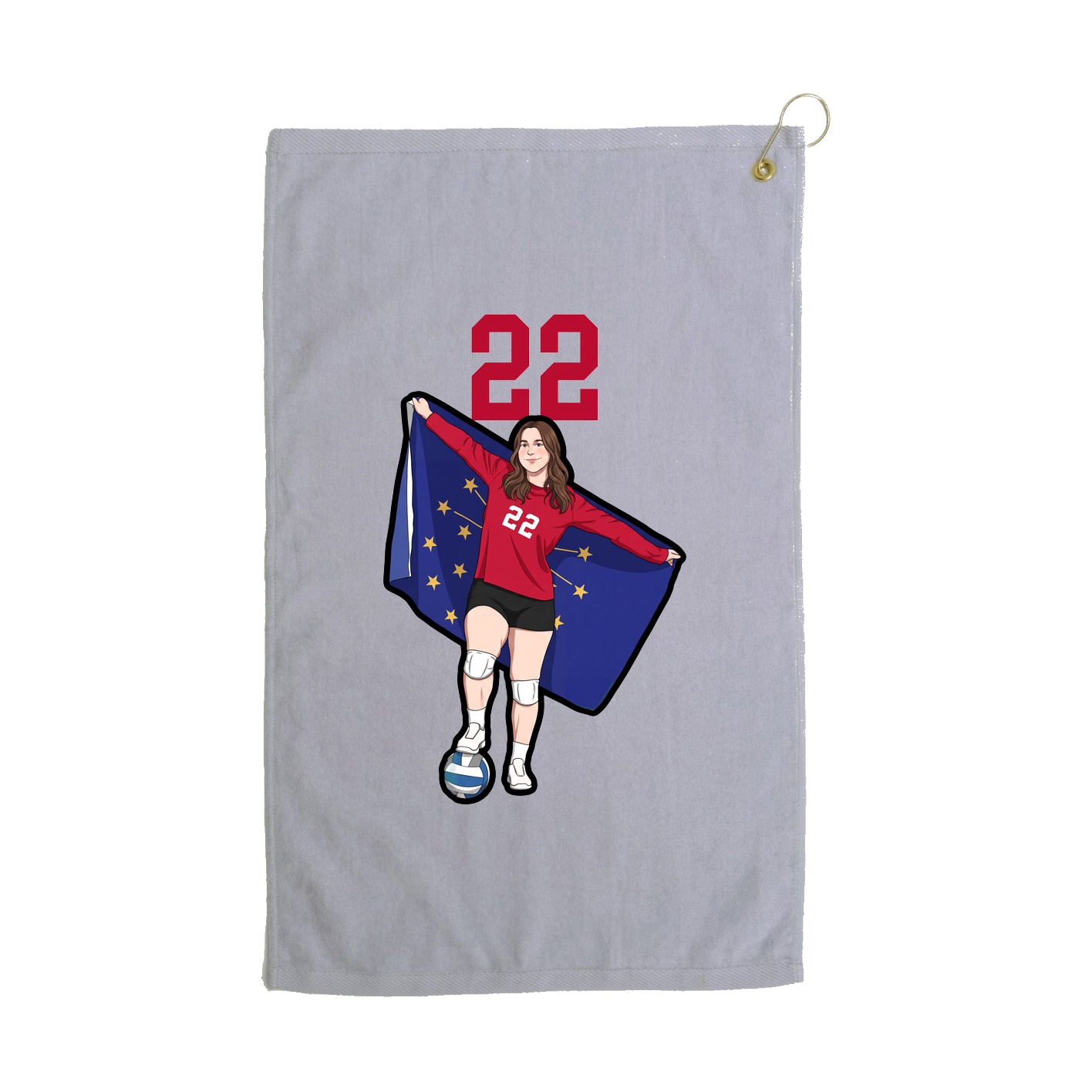 Golf Towel — Number Top in Grey