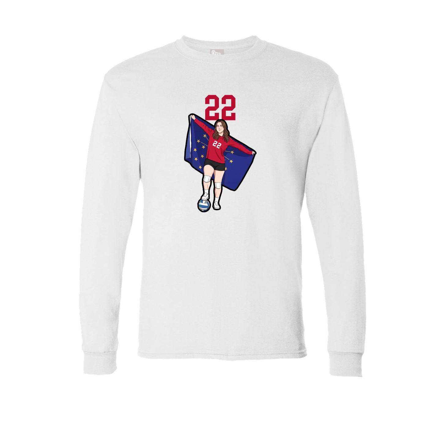 Long Sleeve Tee — Number Top in White