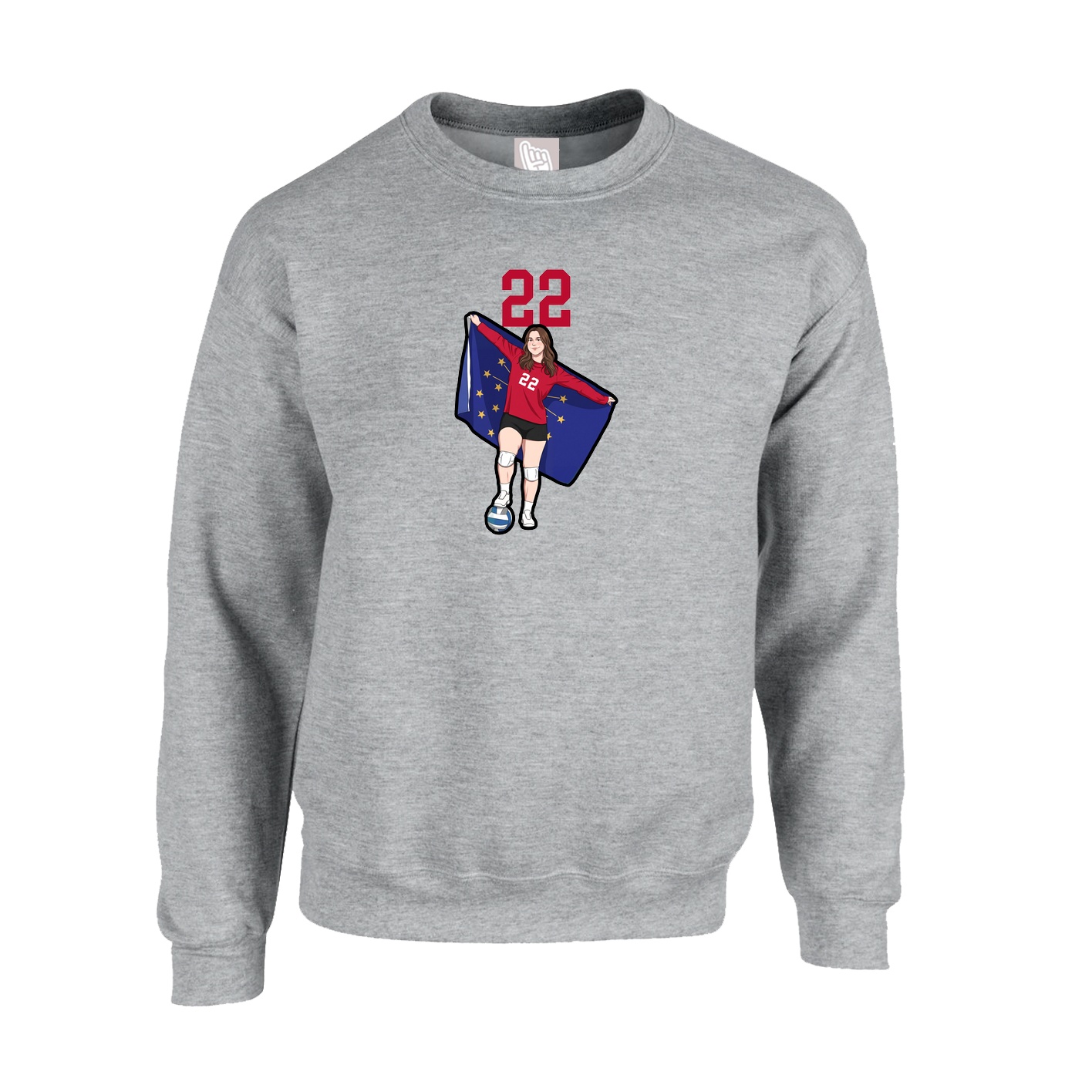 Fleece Crew — Number Top in Grey